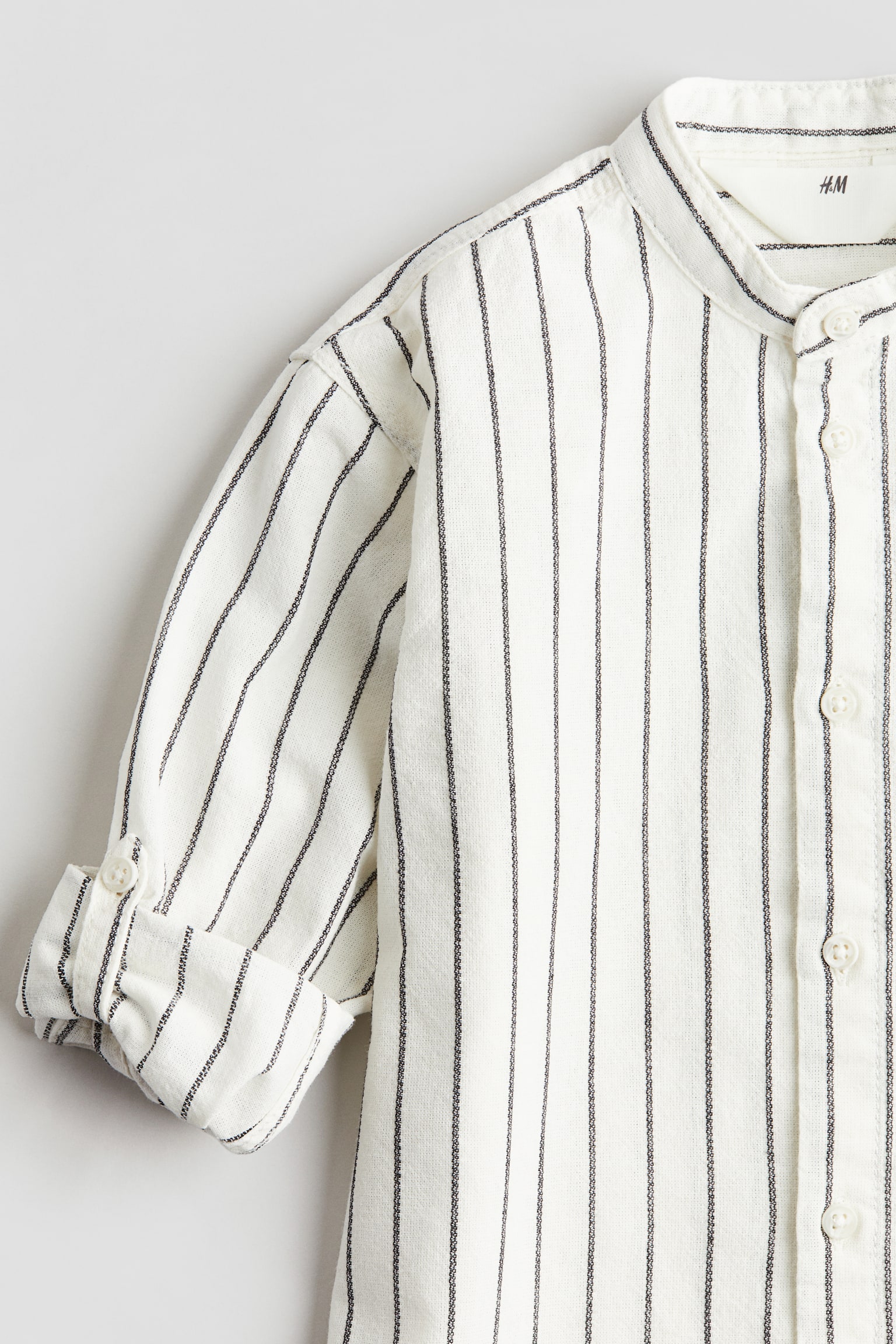 Grandad cotton shirt - White/Striped - 5