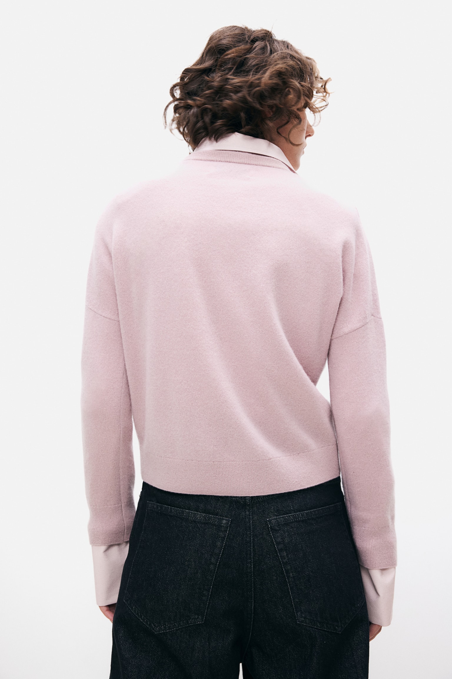 V-neck cashmere jumper - Light dusty pink - 4