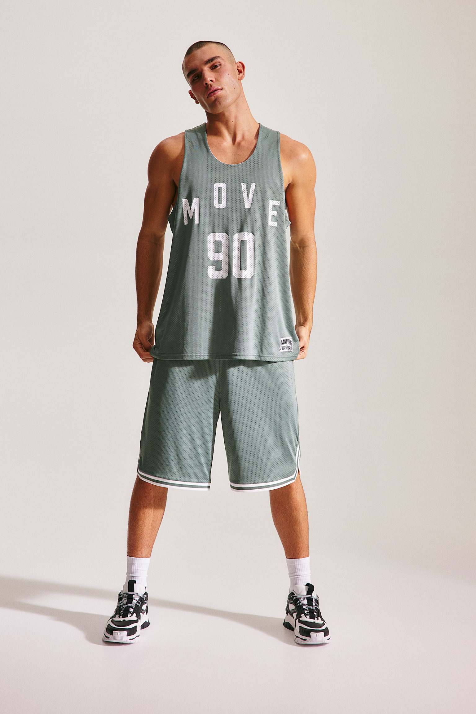 Loose Fit Basketball Jersey In DryMove™ - Light khaki green/White/Move 90 - 7