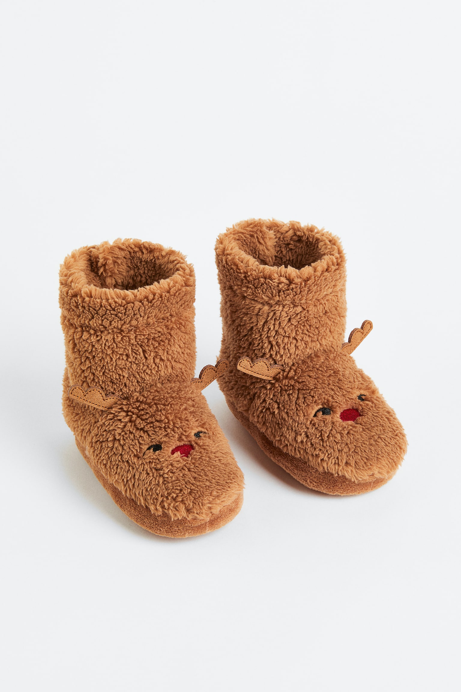 Fluffy Slippers - Brown/Reindeer/Light pink/Bear - 1