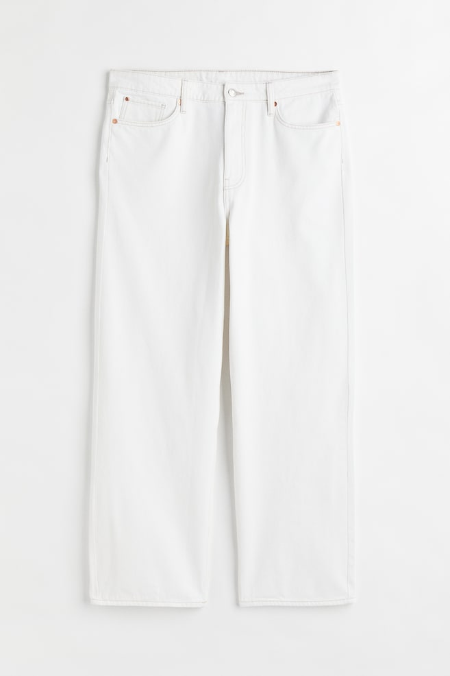 H&M+ Loose Straight High Jeans - White - 1
