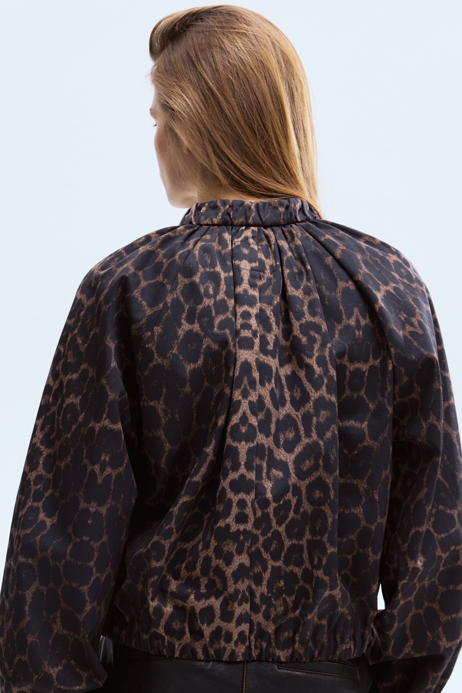 Büzgülü Pilot Ceketi - Kahverengi/Leopar desenli - 4