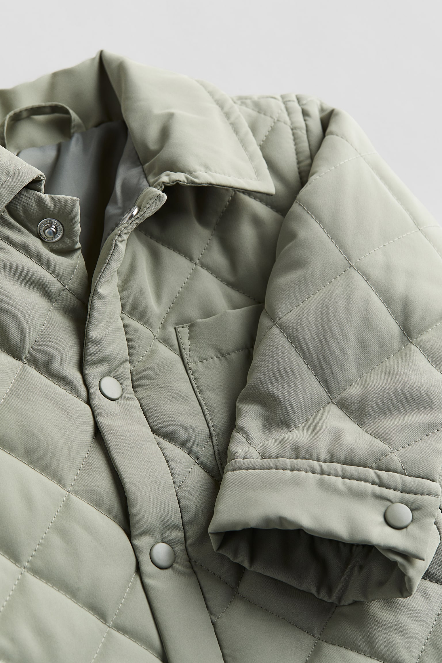 Quilted Shirt Jacket - Light khaki green/Navy blue - 2