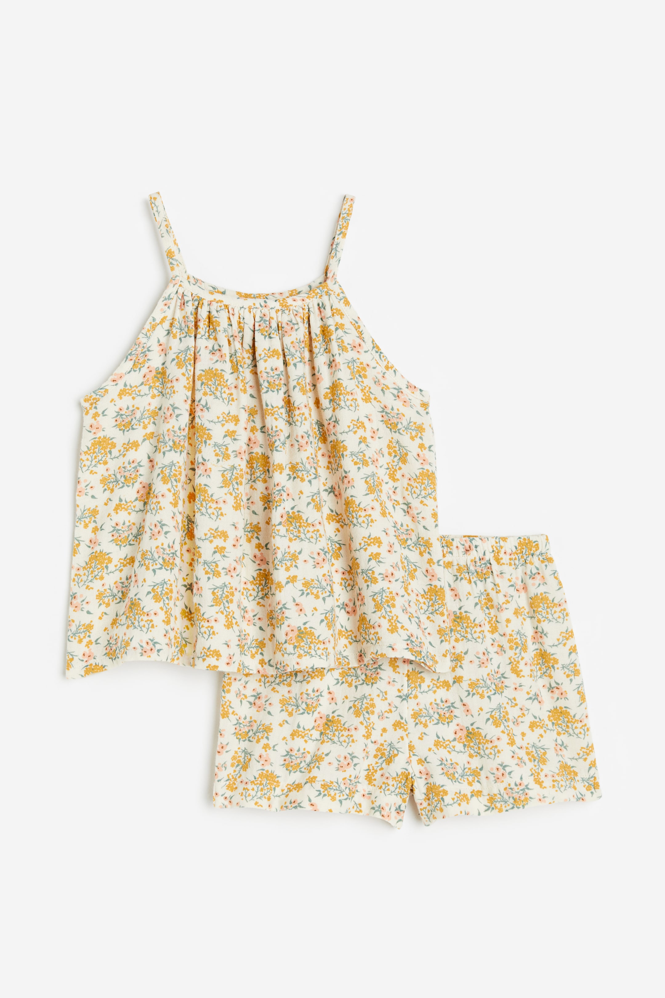 查看大圖: 2件組二重織棉質套裝 - 黃色/花朵 - Kids | H&M HK 1