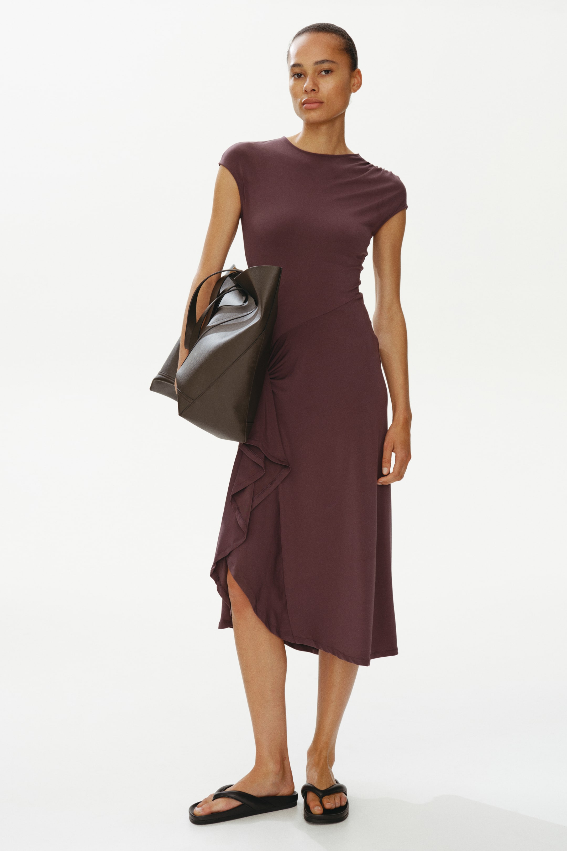 Draped-Panel Jersey Dress