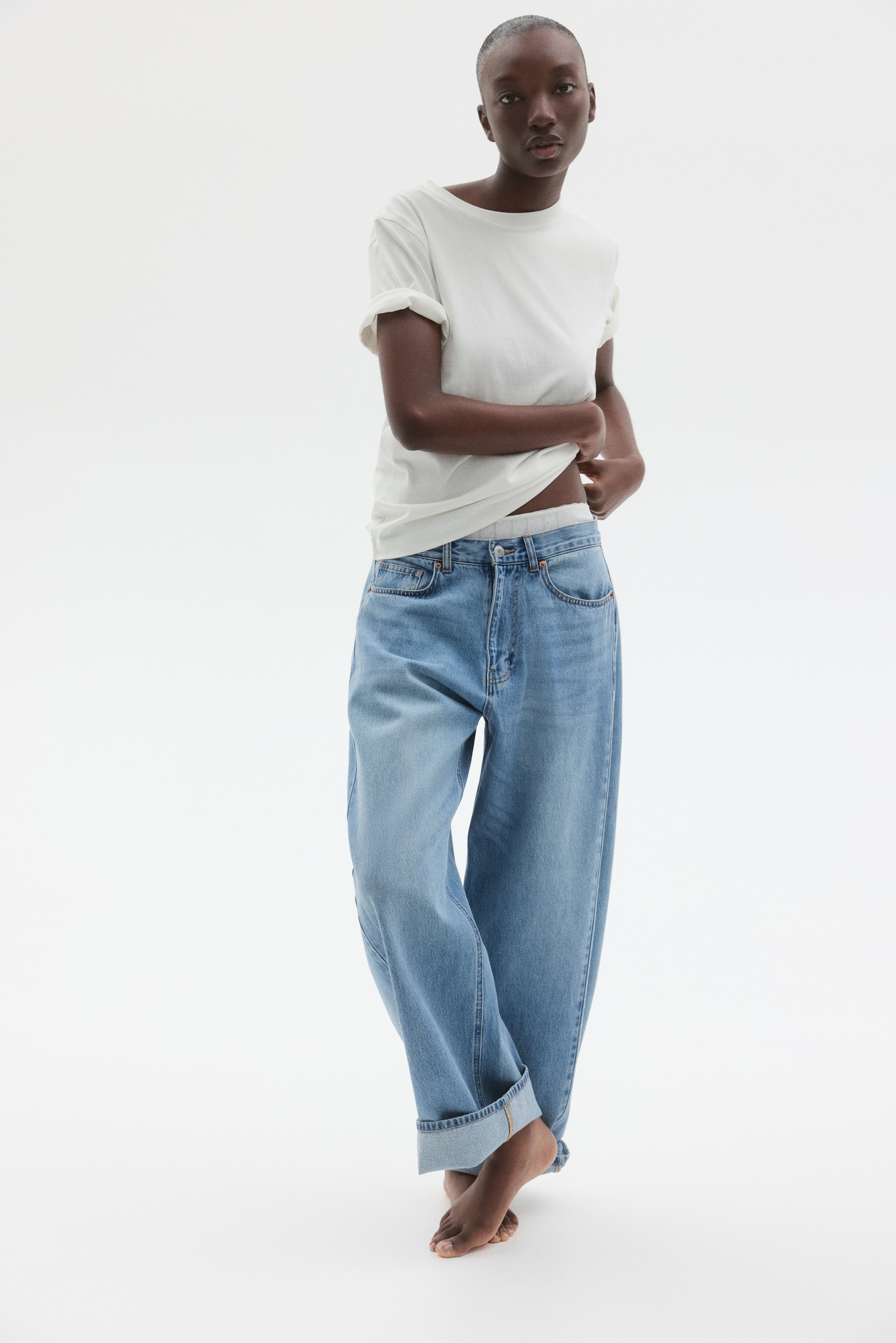 T-shirt in cotone - Bianco/Talpa/Blu polvere chiaro