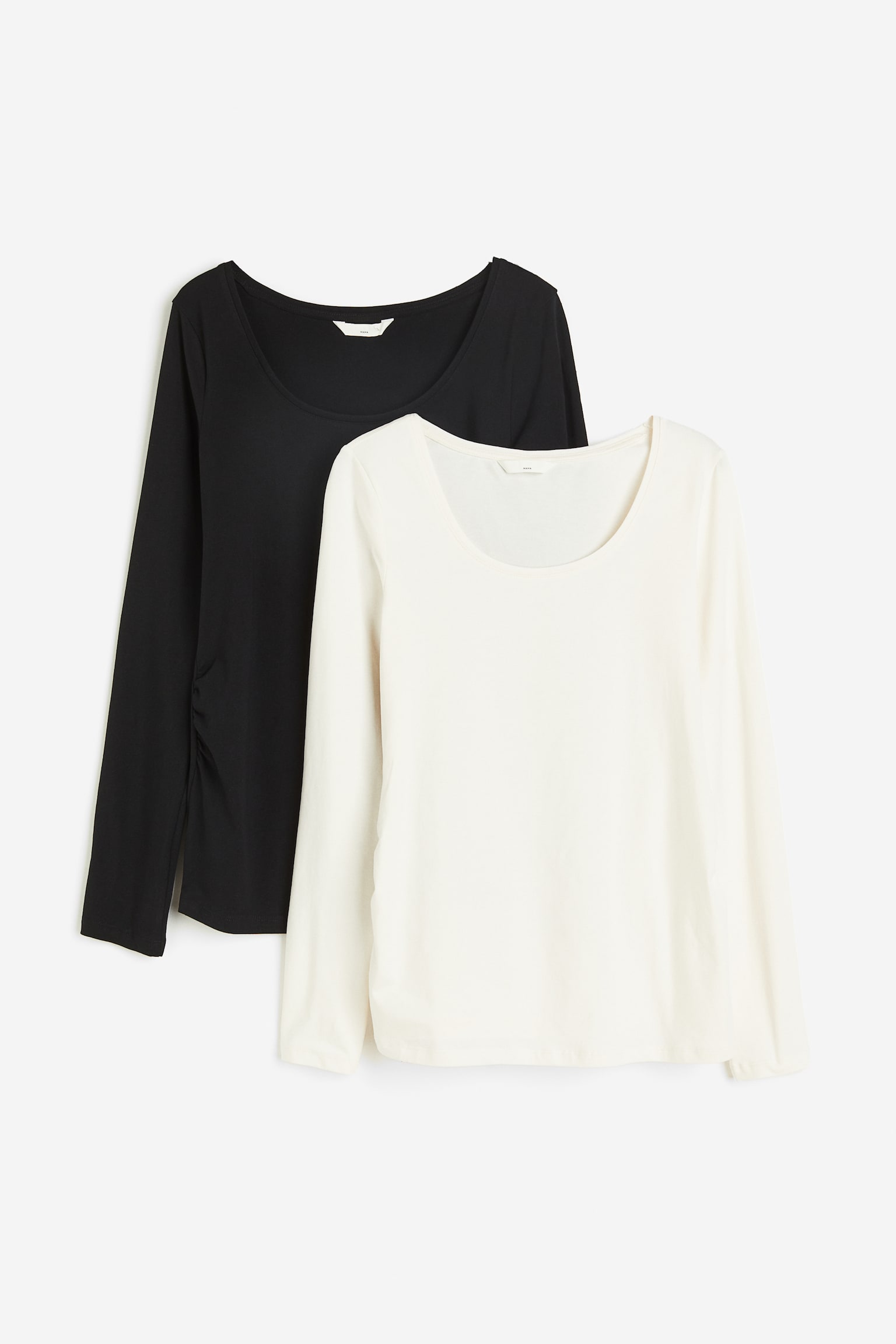 MAMA 2-pack Cotton Tops - Cream/Black - 1