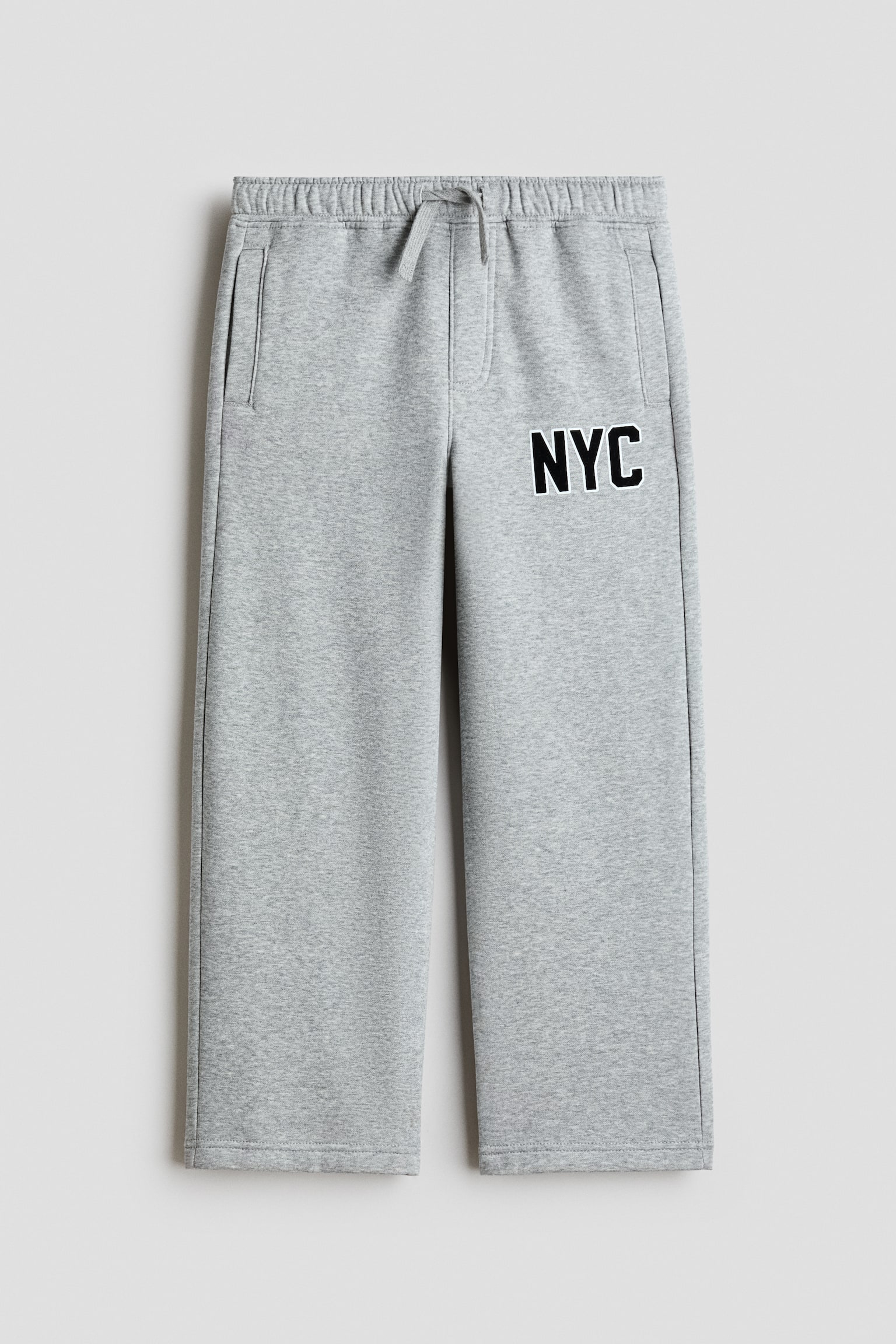 Joggers med tryckt motiv och borstad insida - Gråmelerad/NYC - 1
