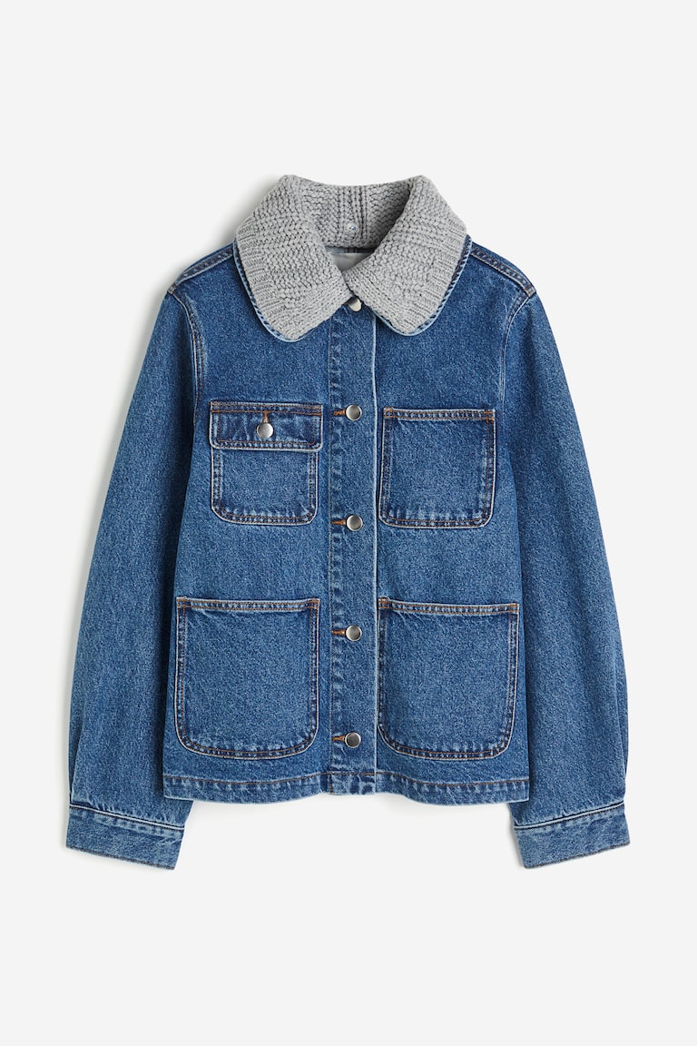 ニットカラー デニムジャケット - デニムブルー - レディース | H&M JP