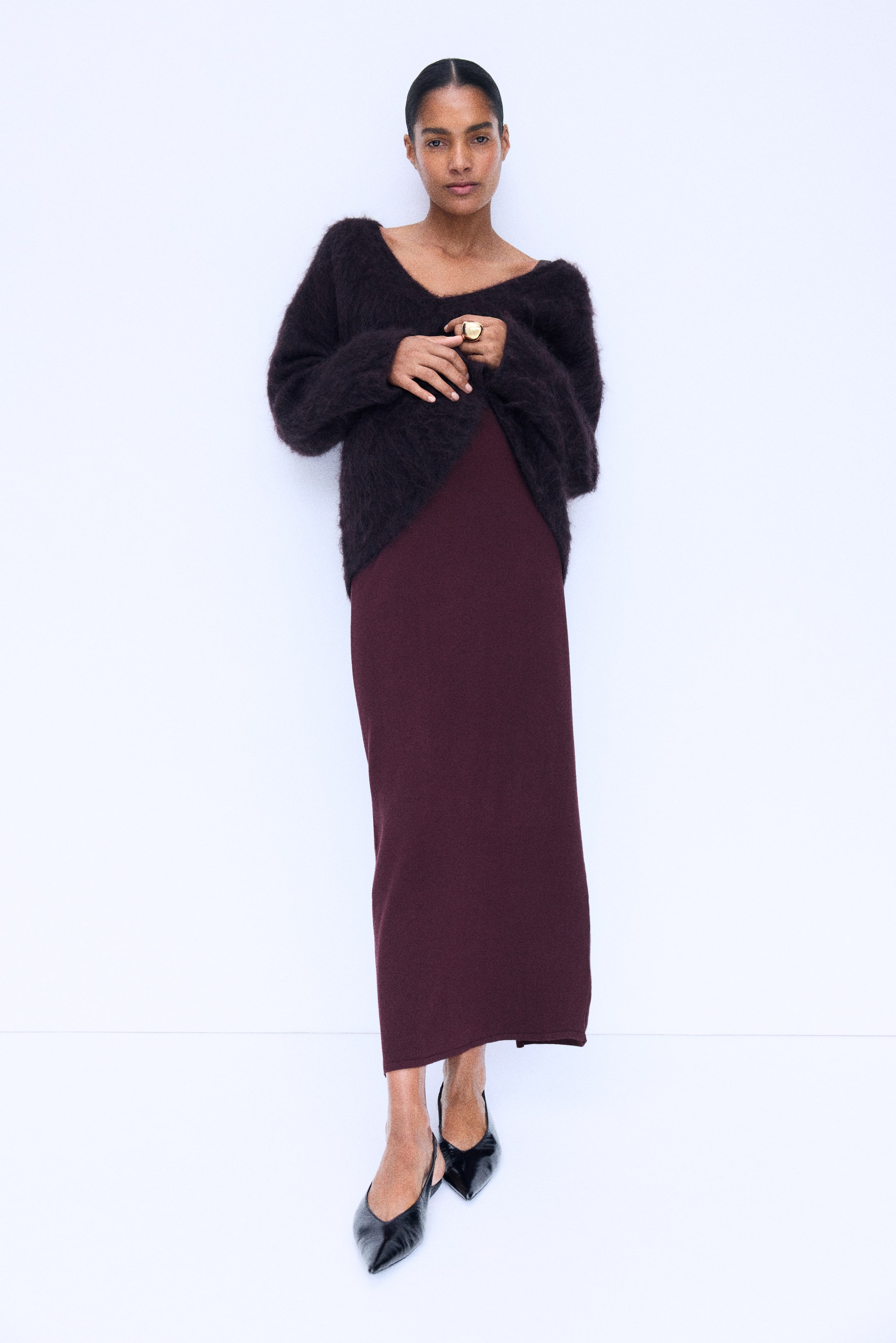 View larger image: MAMA Fine-knit skirt - Burgundy - Ladies | H&M 1