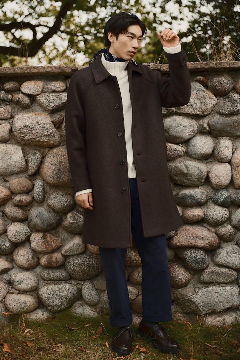 Regular Fit Wool-Blend Car Coat Brown Men H&M US