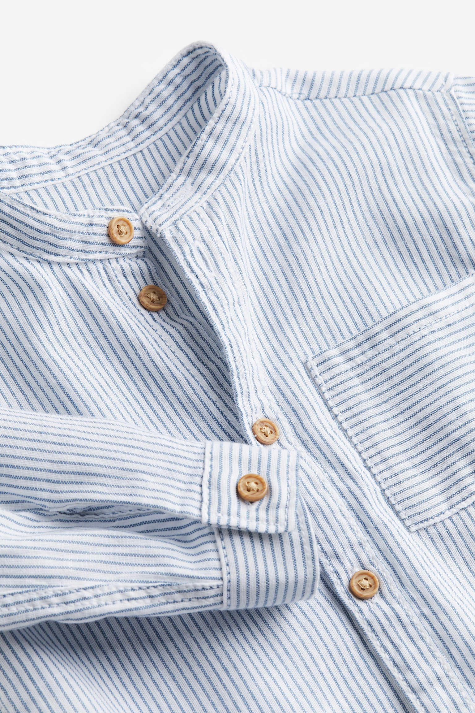 Grandad cotton shirt - Light blue/Striped - 2