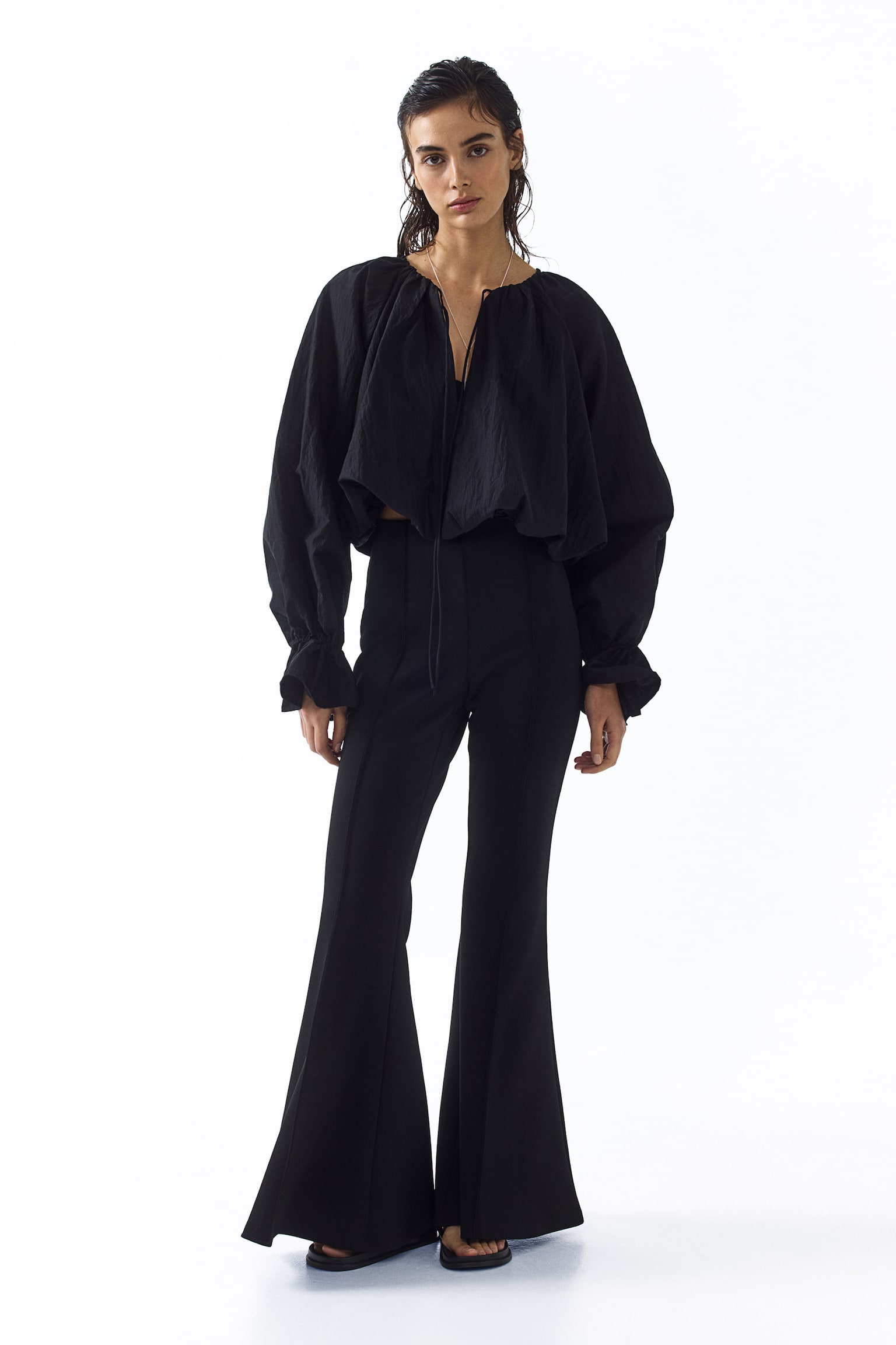 Creased Flared Pants - 1