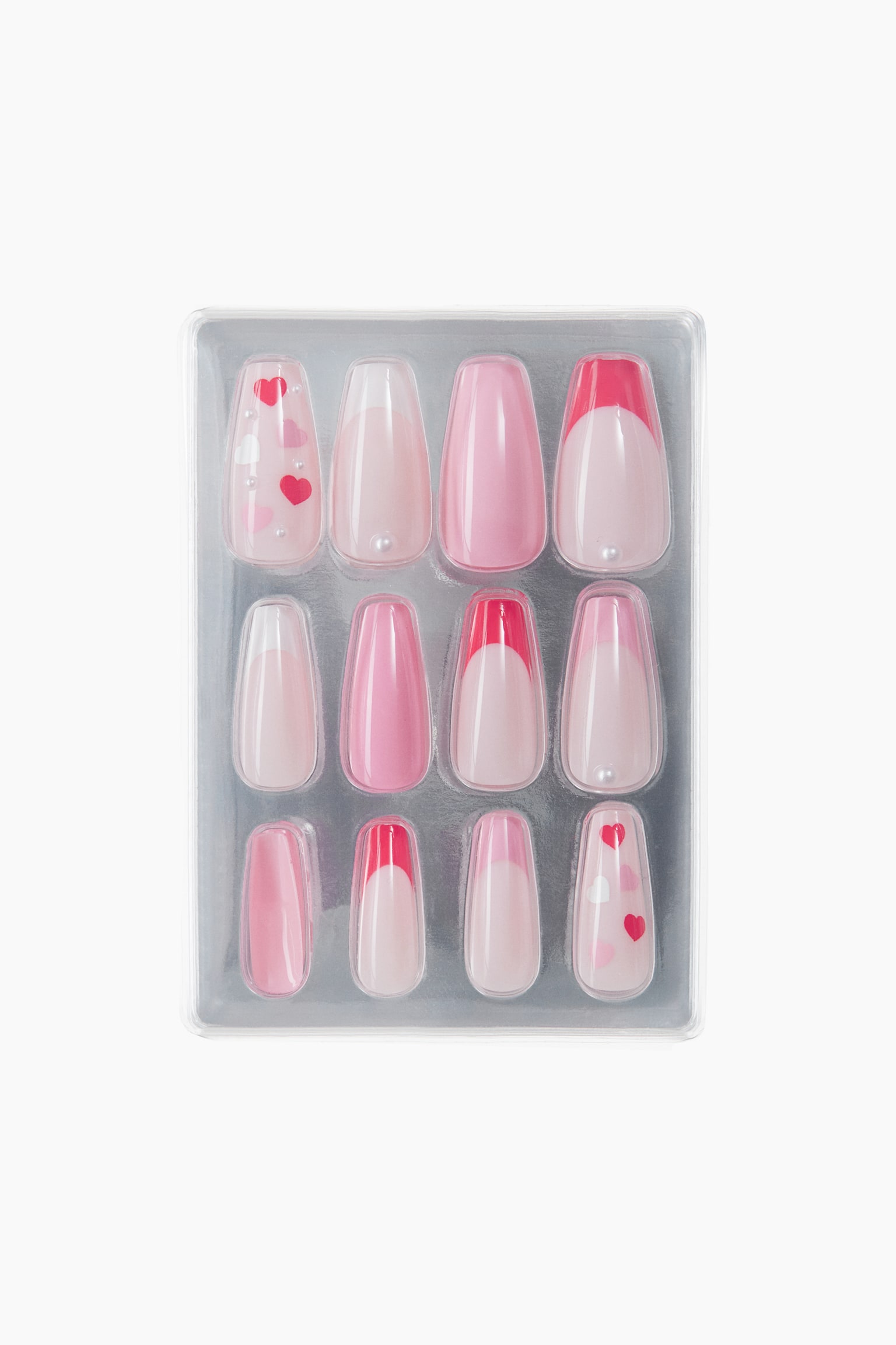 Press-on nails - Pink/Hearts - 2