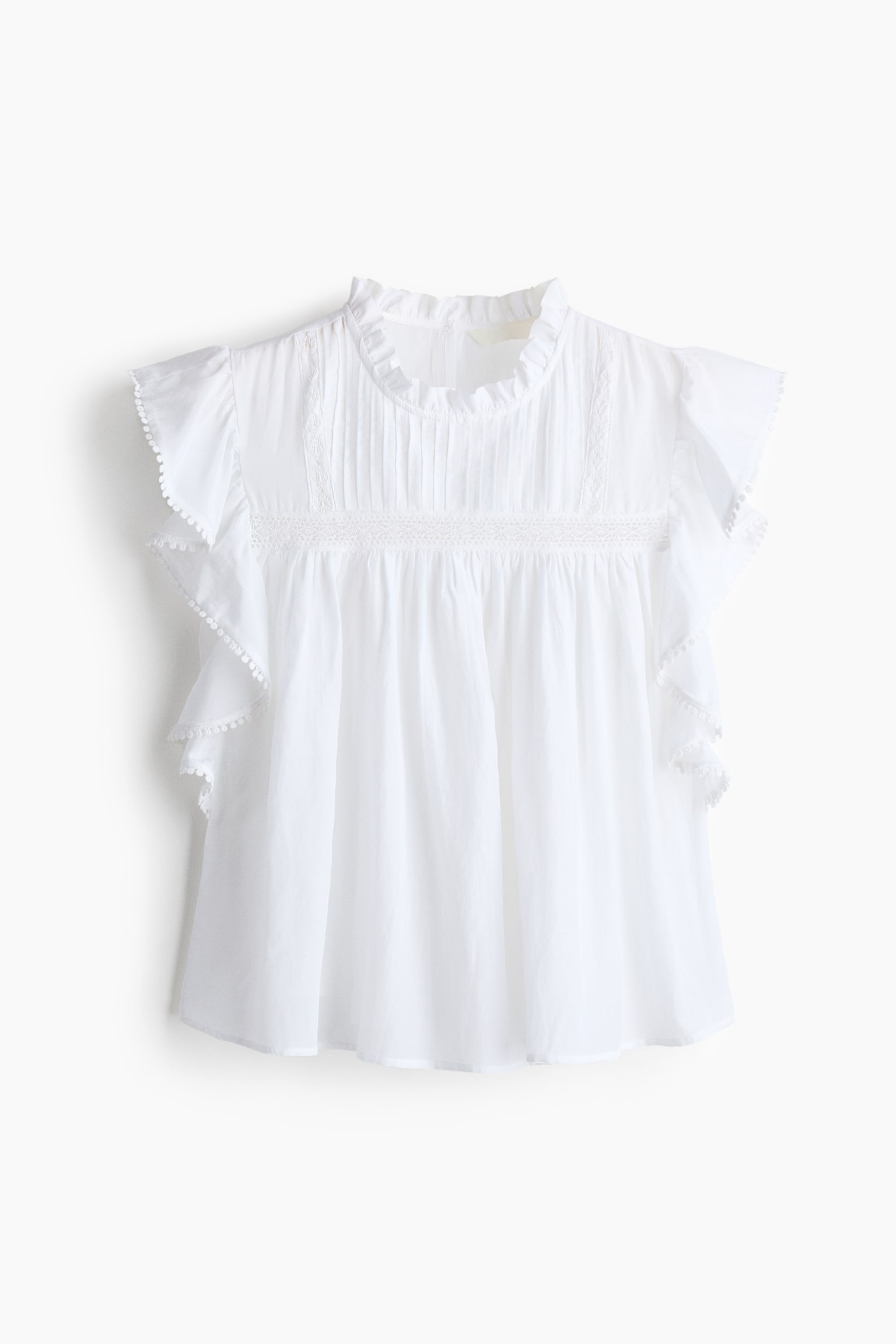 Женская блузка H&M Ruffle-Trimmed Blouse, цвет: Белый — фото 1