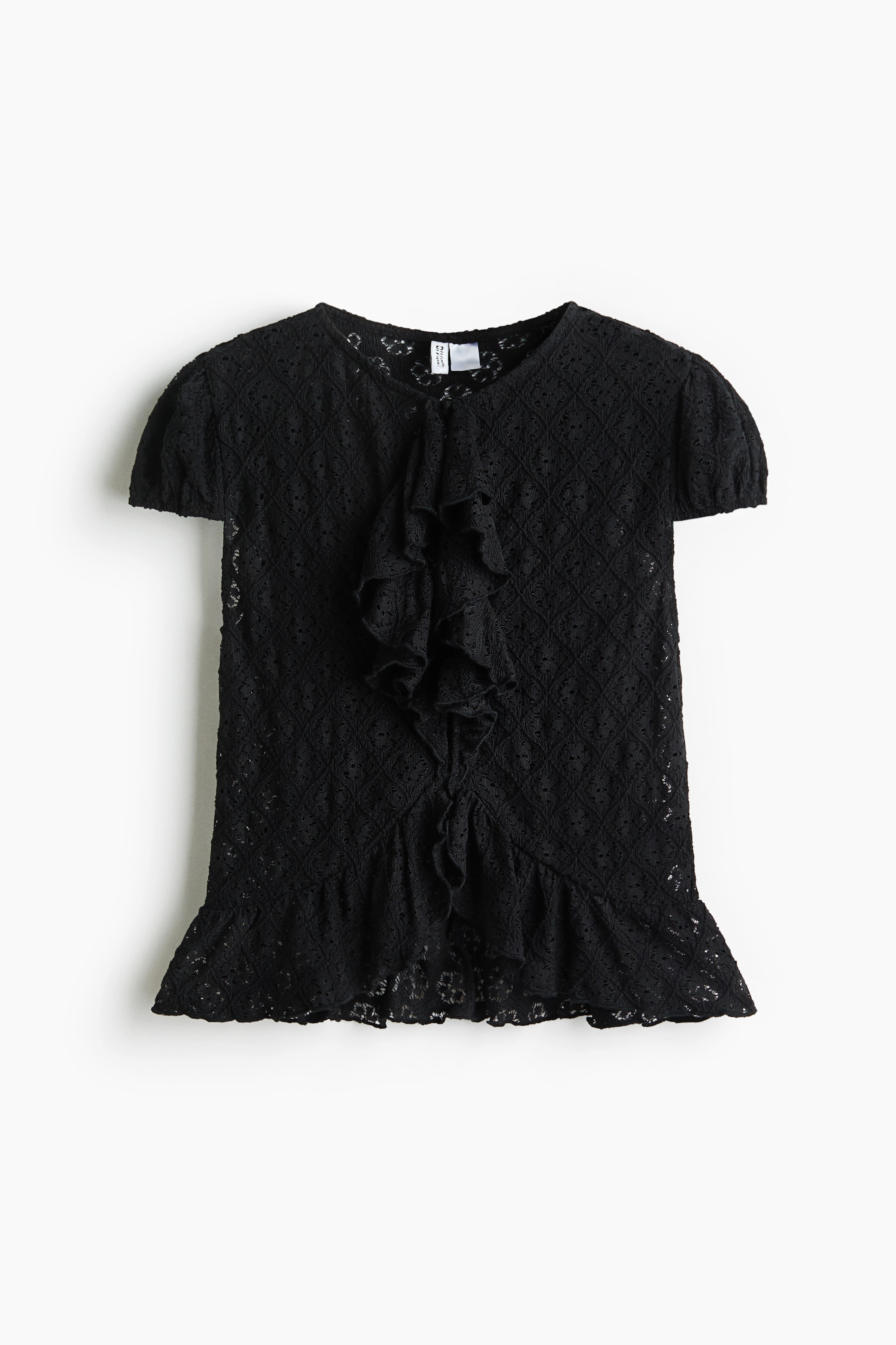 Flounce-Trimmed Lace Top