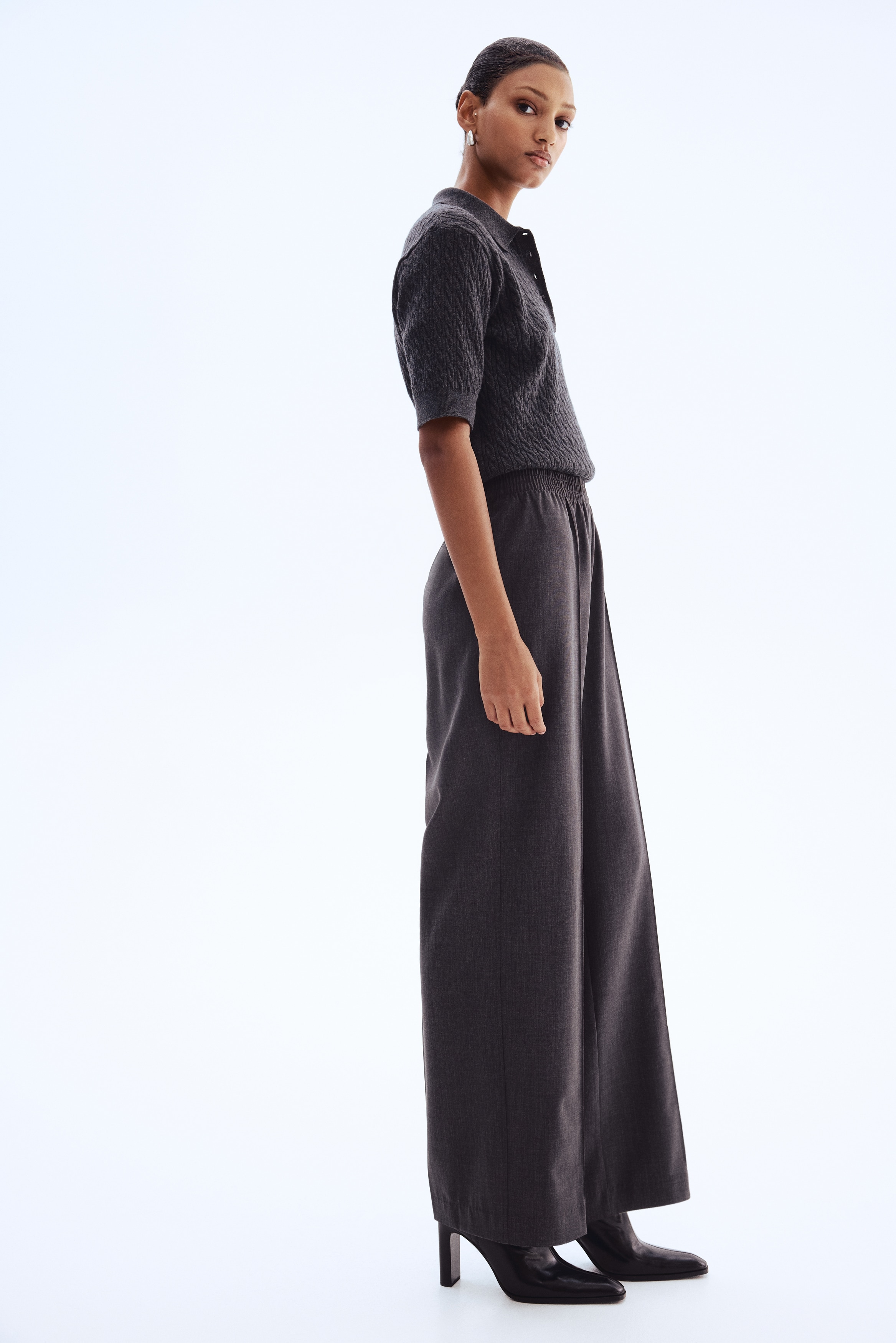 H & M - ピンタックパンツ - グレー