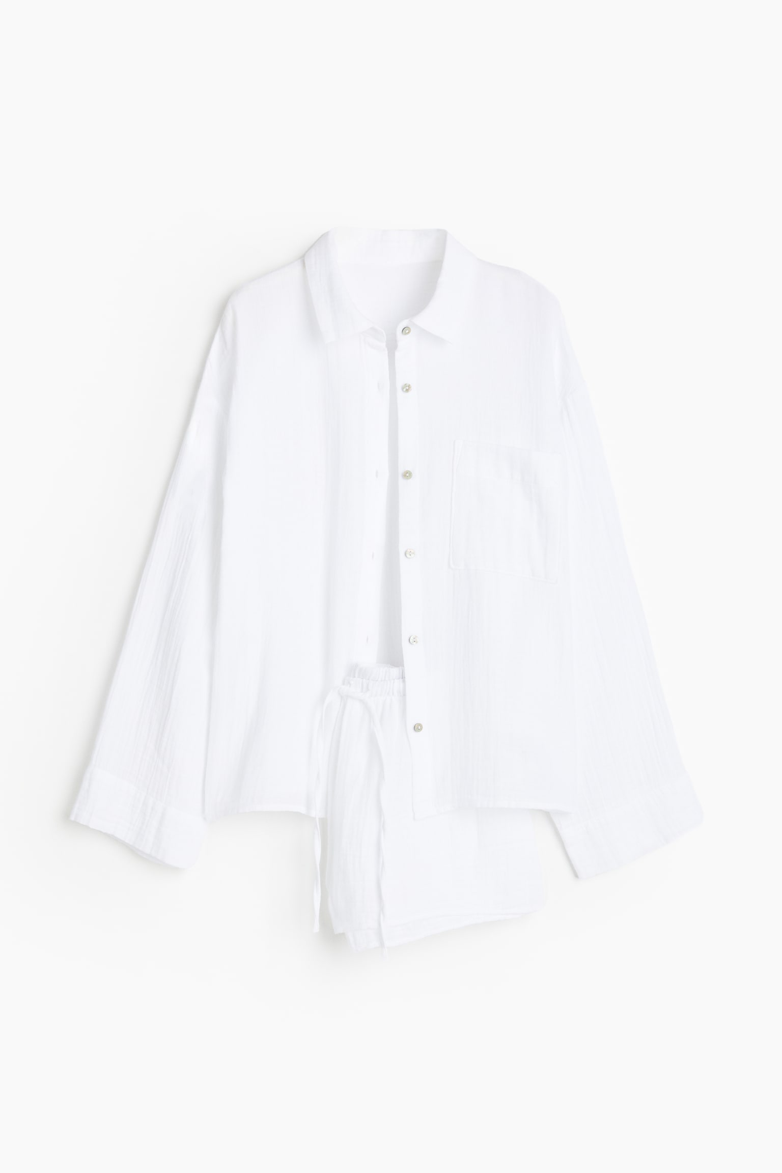 Pyjama shirt and shorts - White - 1