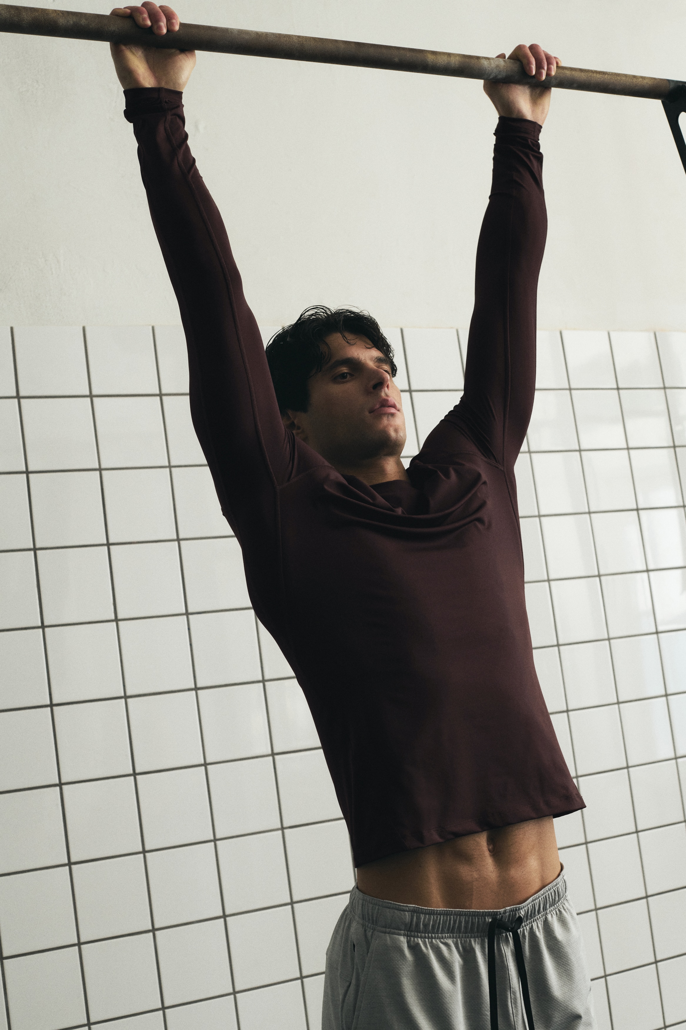 Sportshirt met DryMove™ - Compression Fit - Donkerbruin/Zwart