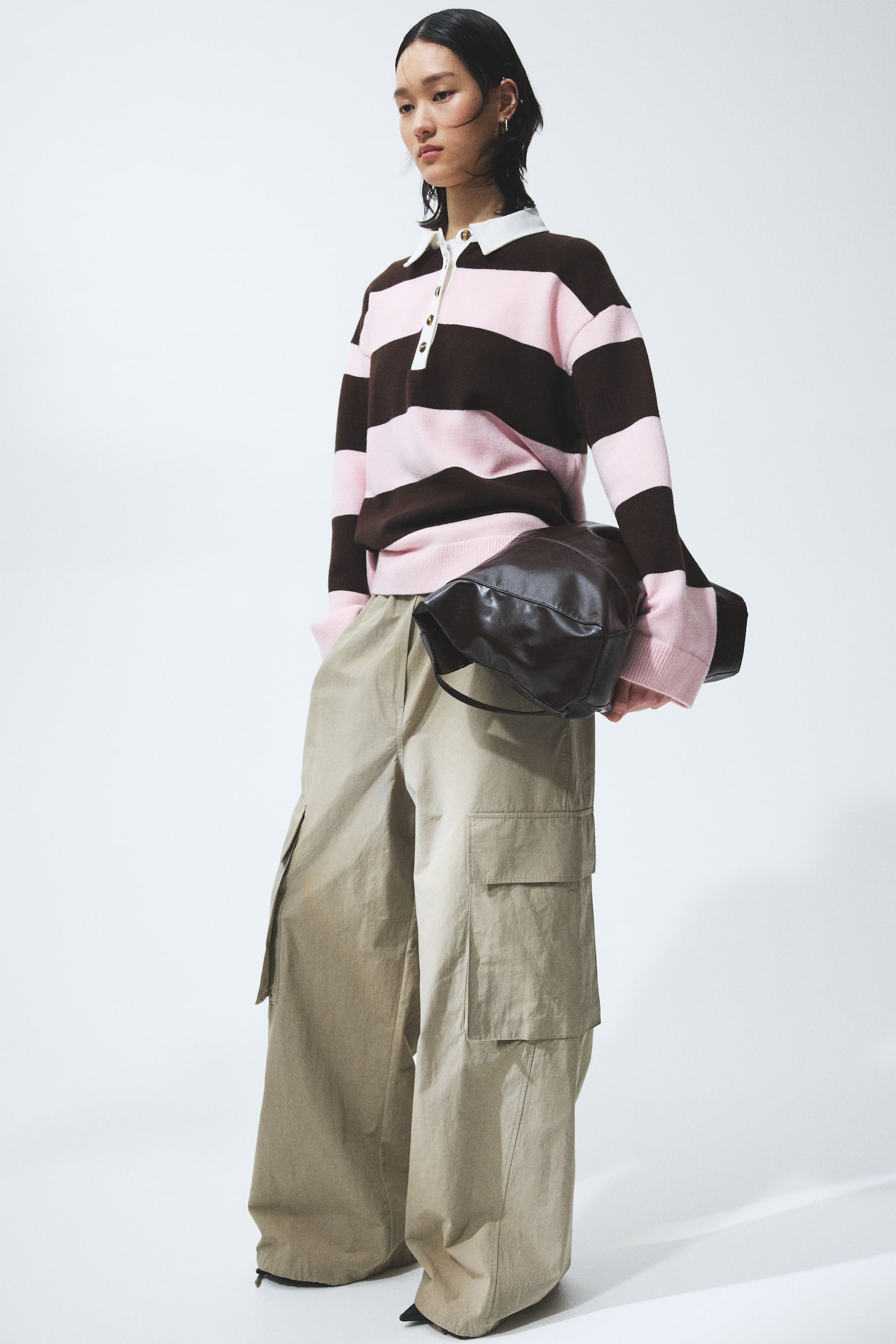 Collared jumper - Light pink/Dark brown/Dark red/Navy blue - 6