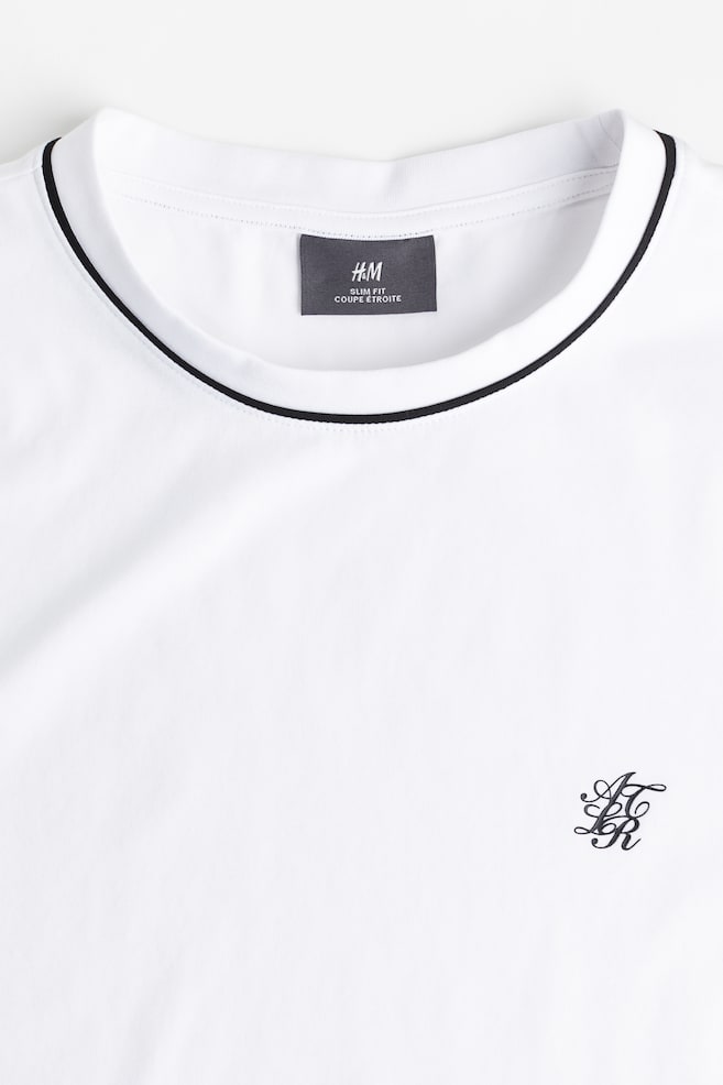 T-Shirt in Slim Fit - Weiß/Knallblau - 3