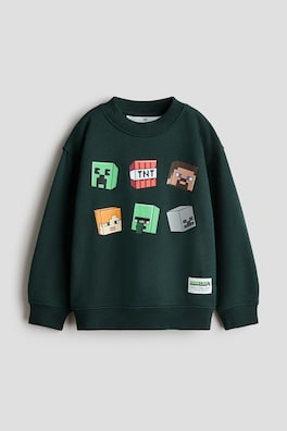 Sweatshirt med borstad insida och tryck