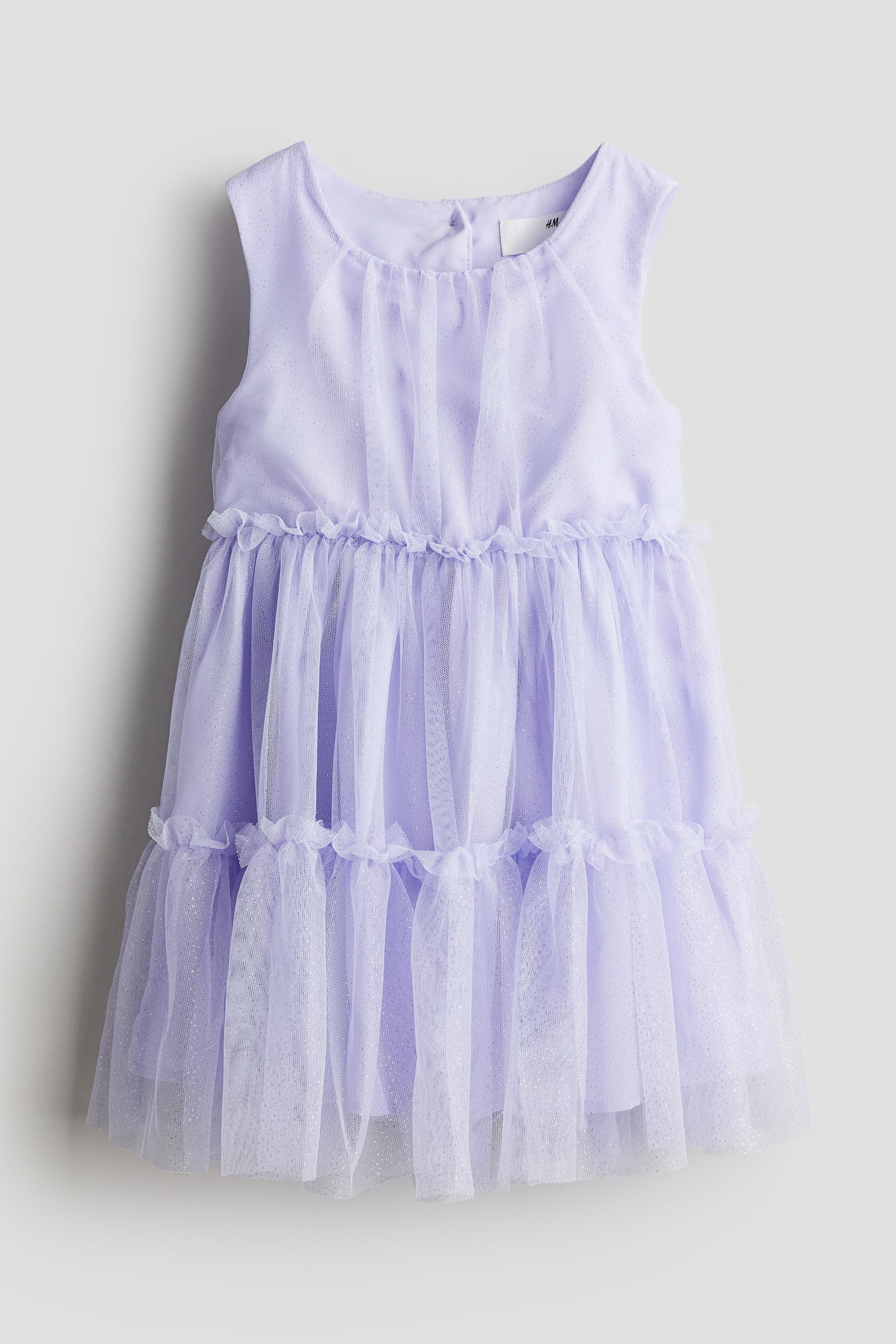 Frill Trim Tulle Dress - Purple/Cream/Floral/Pink/Blue/Gradient/Light yellow - 1