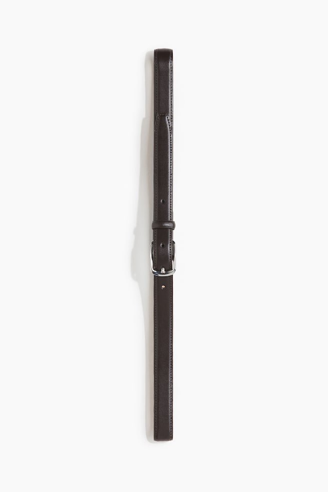 Narrow Spit Leather Belt - Brown - 1