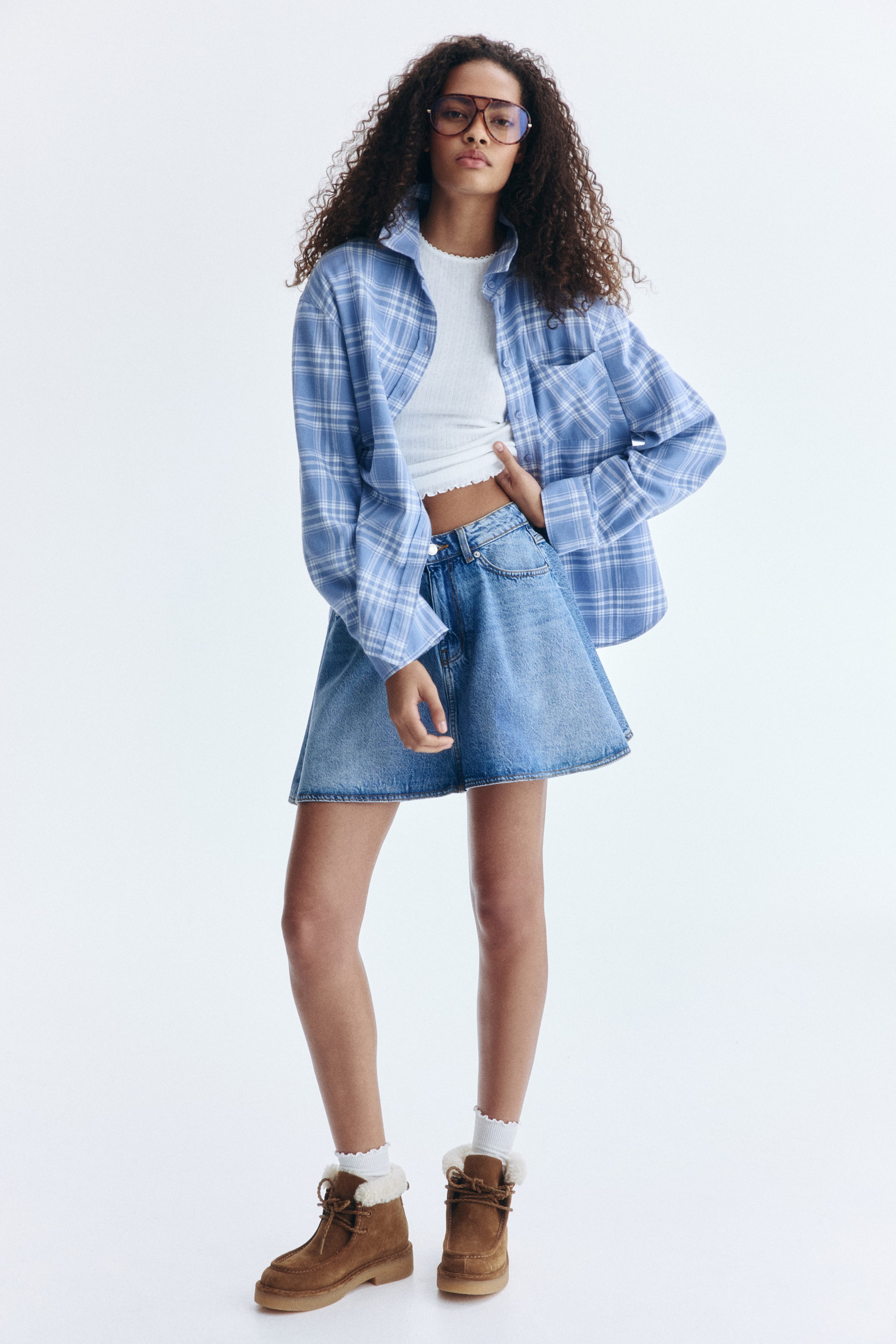 View larger image: Oversized cotton shirt - Blue/Checked - Ladies | H&M 3