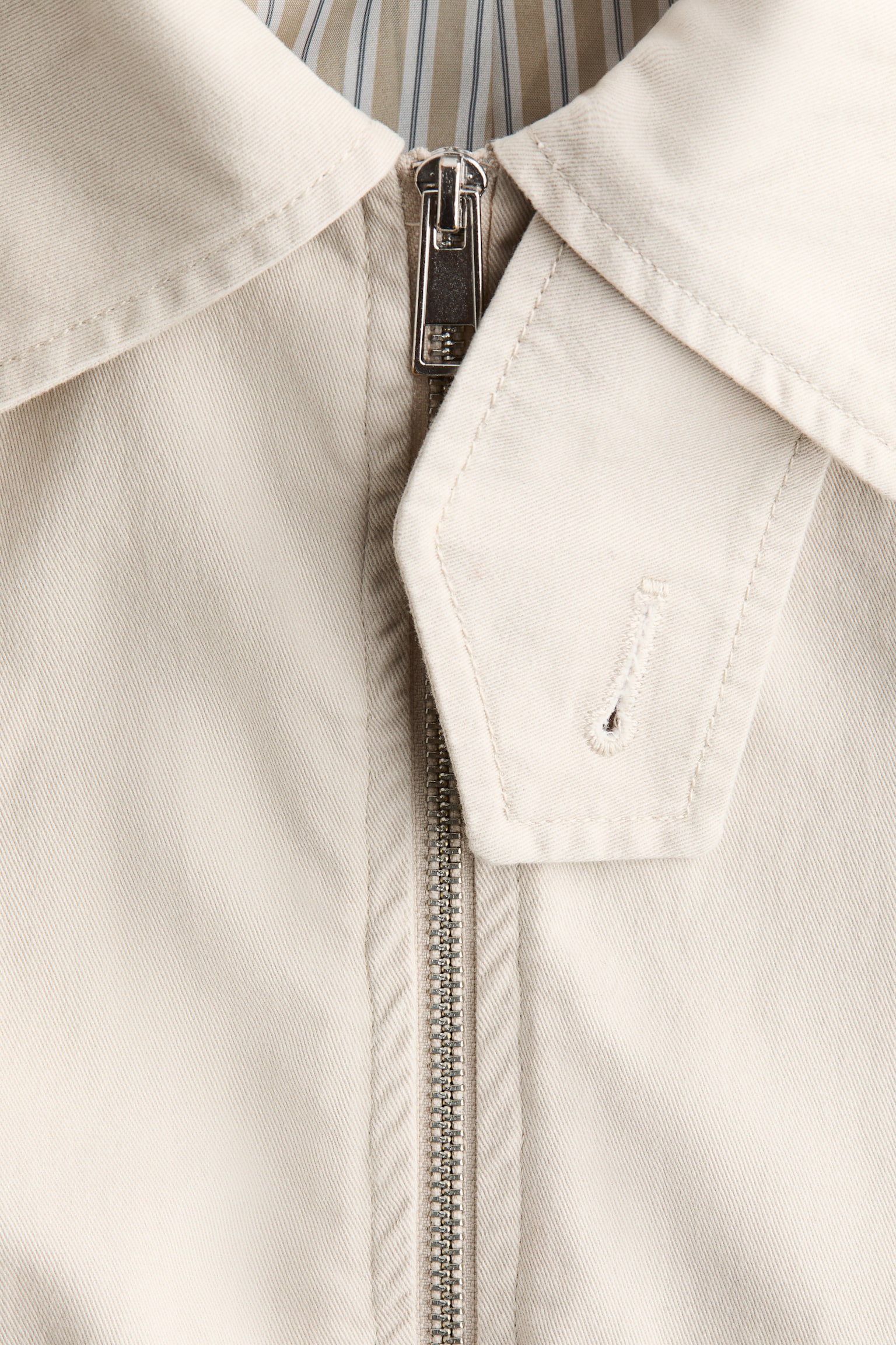 Twill Jacket with Collar - Light beige/Dark brown - 2
