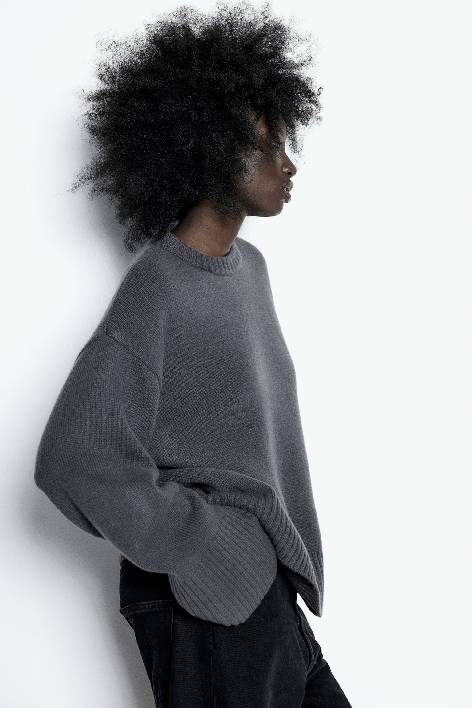 Oversized cashmere-blend jumper - Dark grey/Black/Light beige/Greige - 1