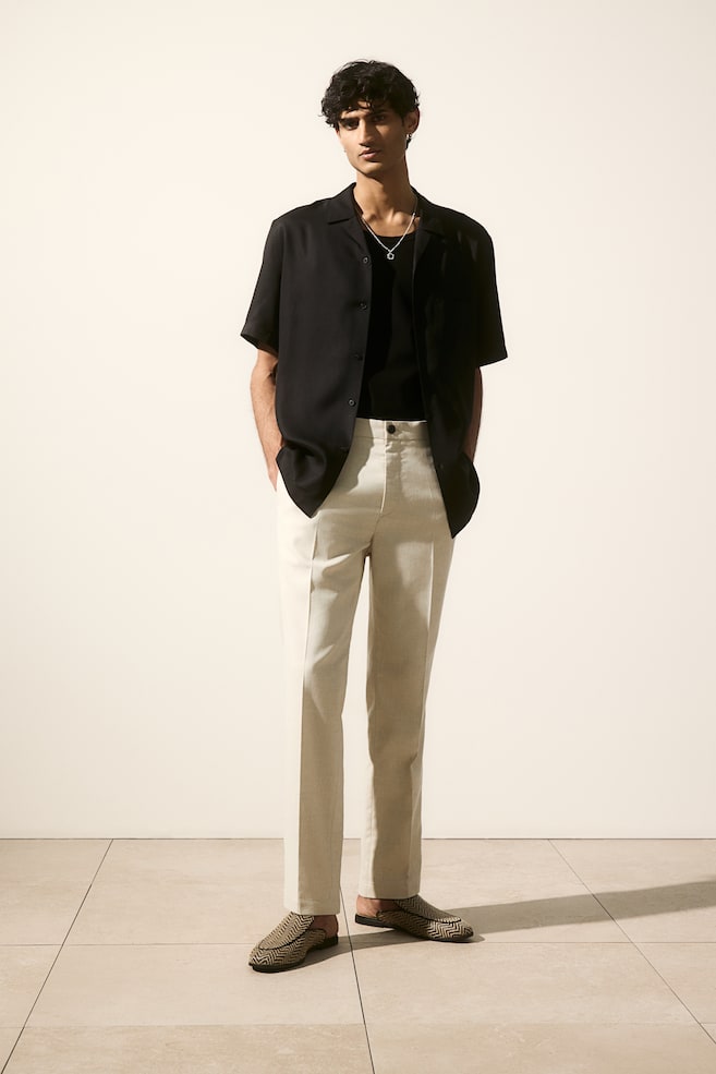 Regular Fit Suit Pants - Light beige/Black - 1