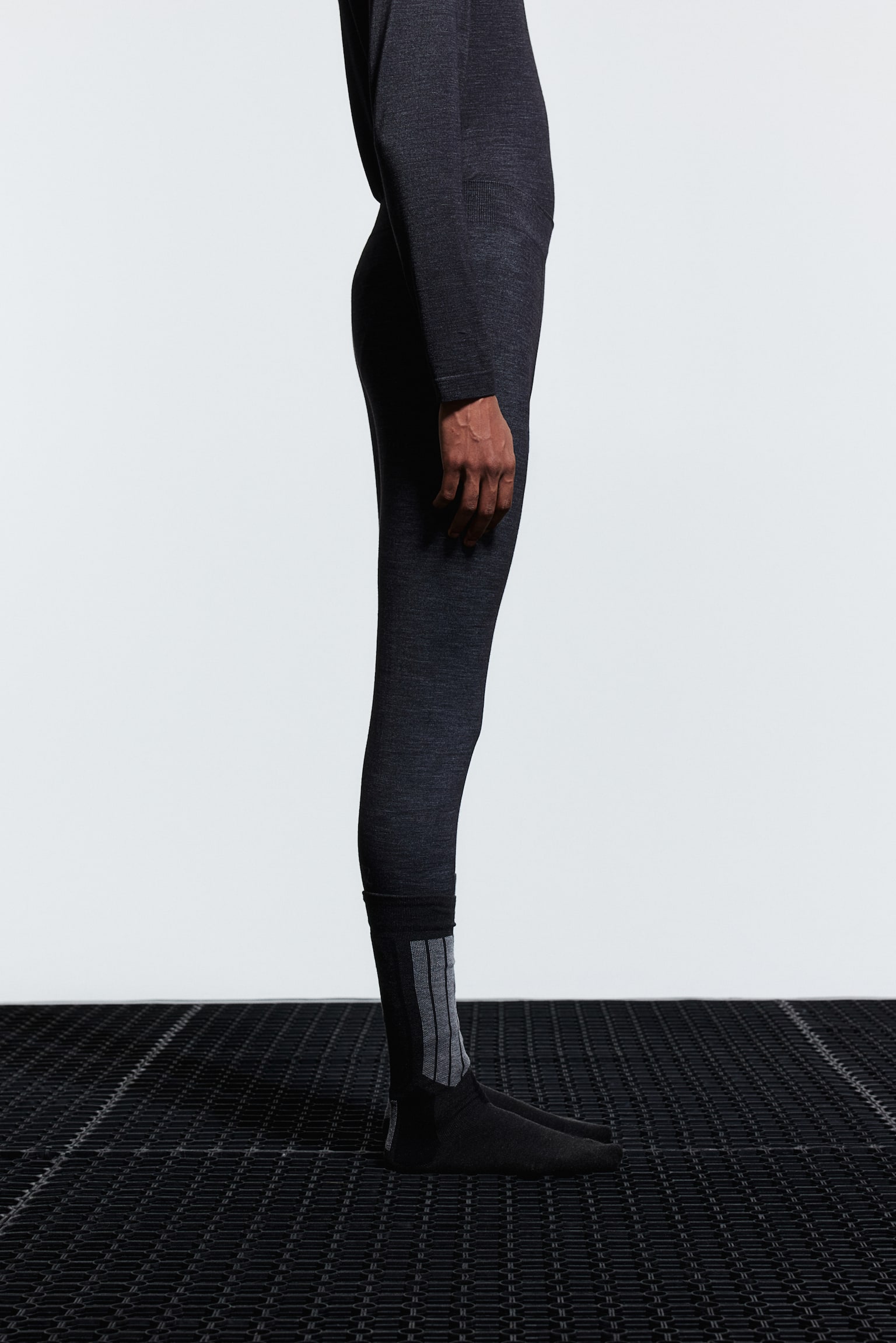 Wool-blend base layer tights in DryMove™ - Dark grey marl - 5