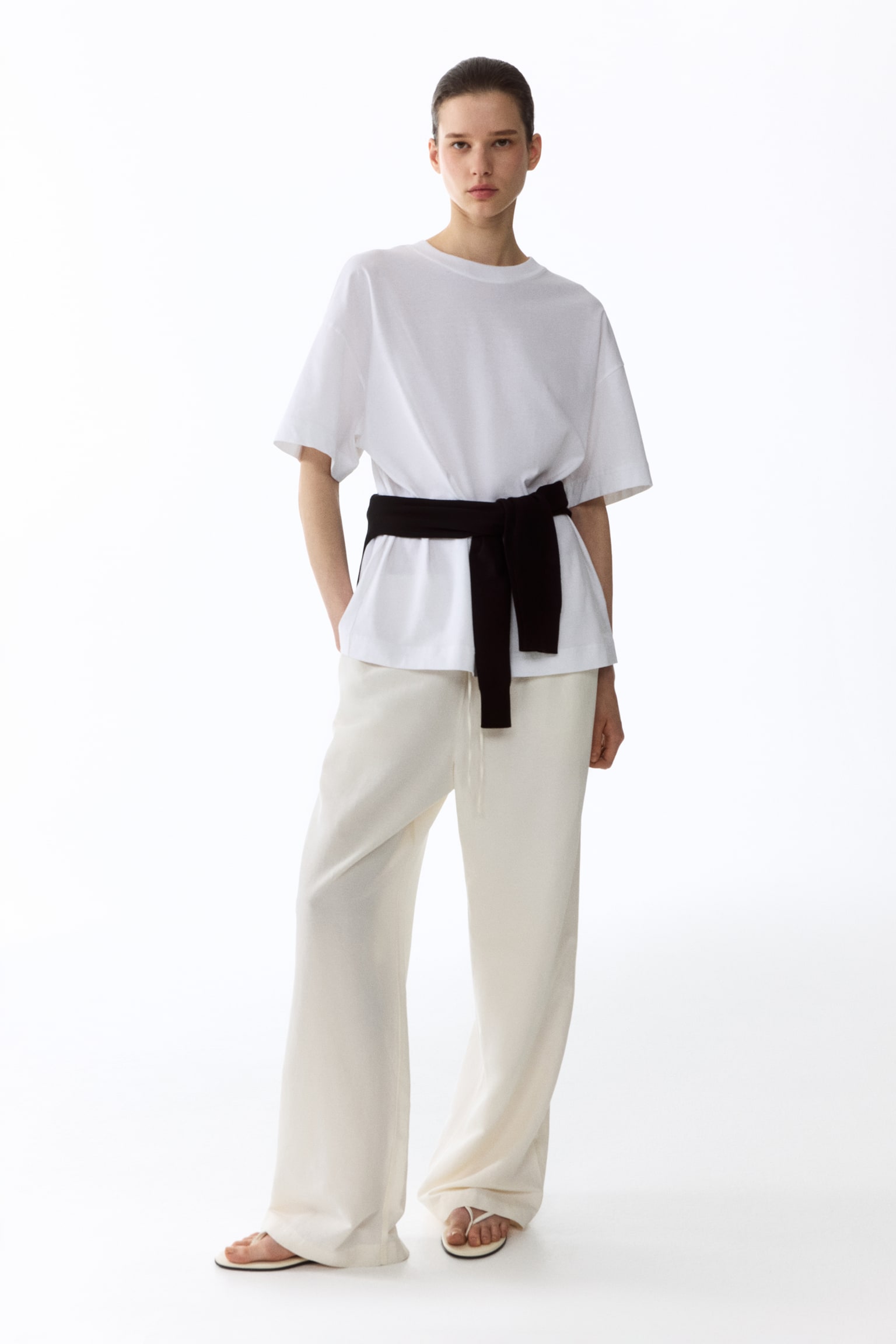 Hose aus Leinenmix - Weiss/Dunkelbraun/Hellbeige/Helltürkis/Cremefarben/Gestreift/Weiss/Hellblau gestreift/Dunkles Khakigrün/Hellbeige/Gestreift/Marineblau/Gestreift/Beige - 6