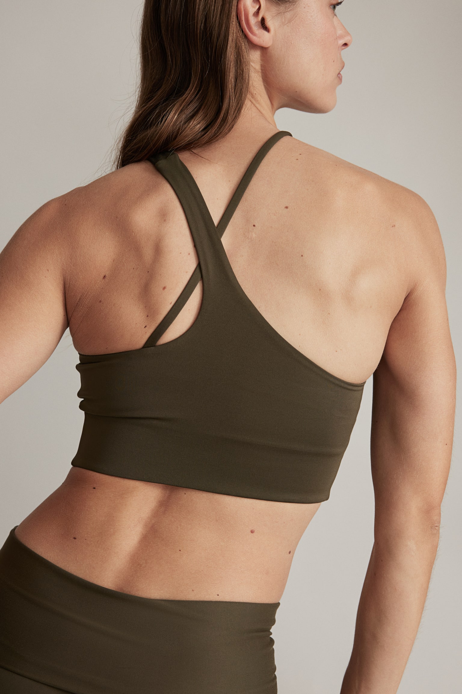 Light Support Sports bra in SoftMove™ - Dark khaki green/Black - 3