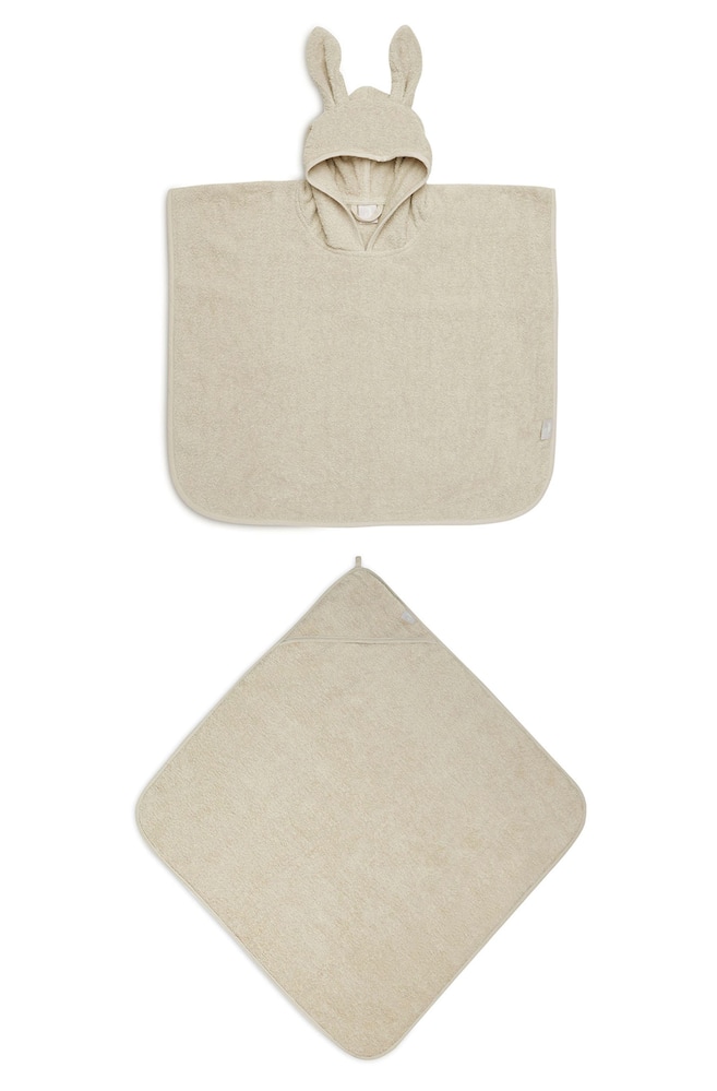 Ensemble Éponge - Cape De Bain Et Poncho De Bain-Nougat - 1