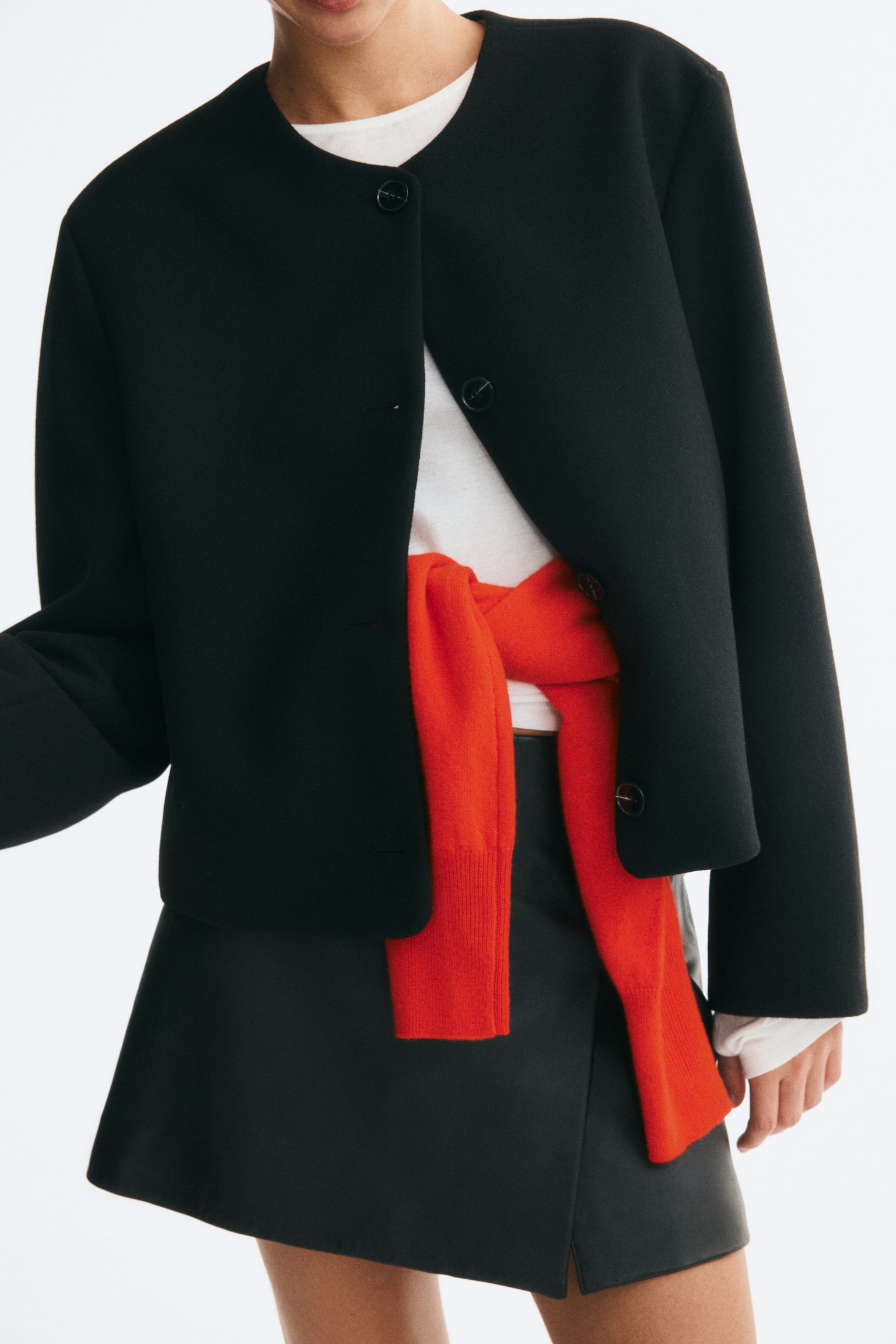 Женская куртка H&M Scarf-Collar Twill, цвет: Чёрный — фото 3