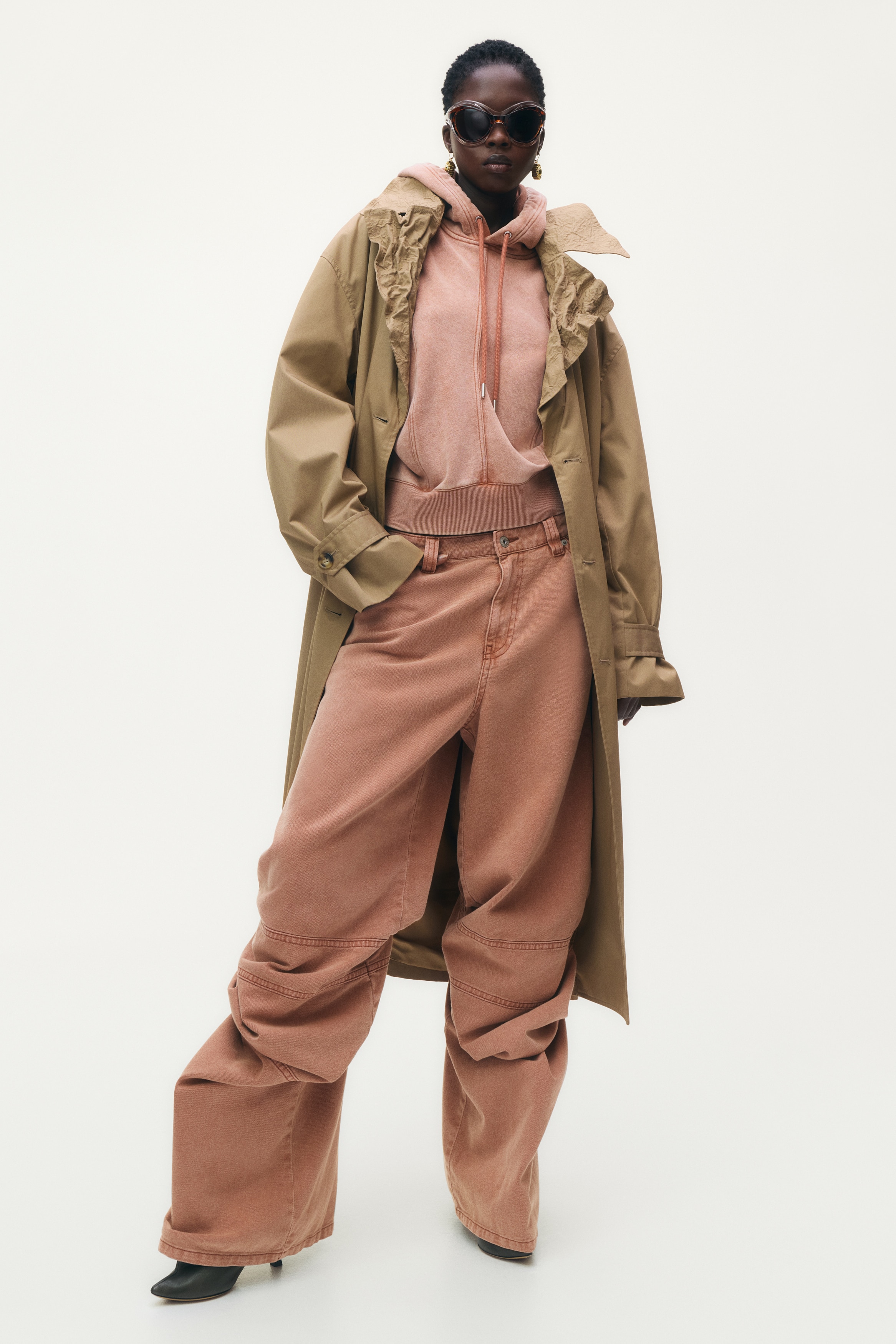 デザインスウェットパーカ - ピーチピンク - レディース | H&M JP