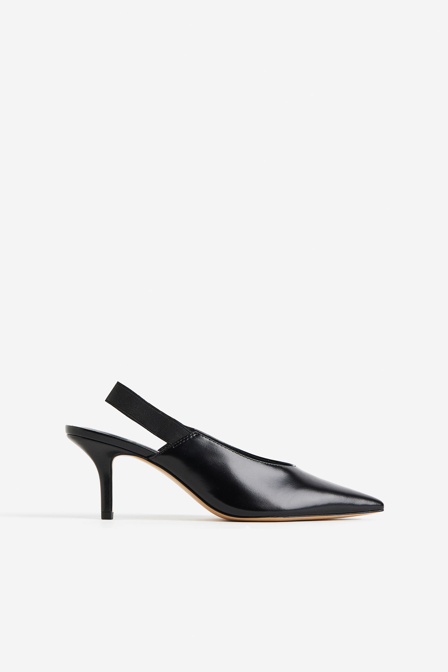 Pointed Slingback High Heels - Black - 2