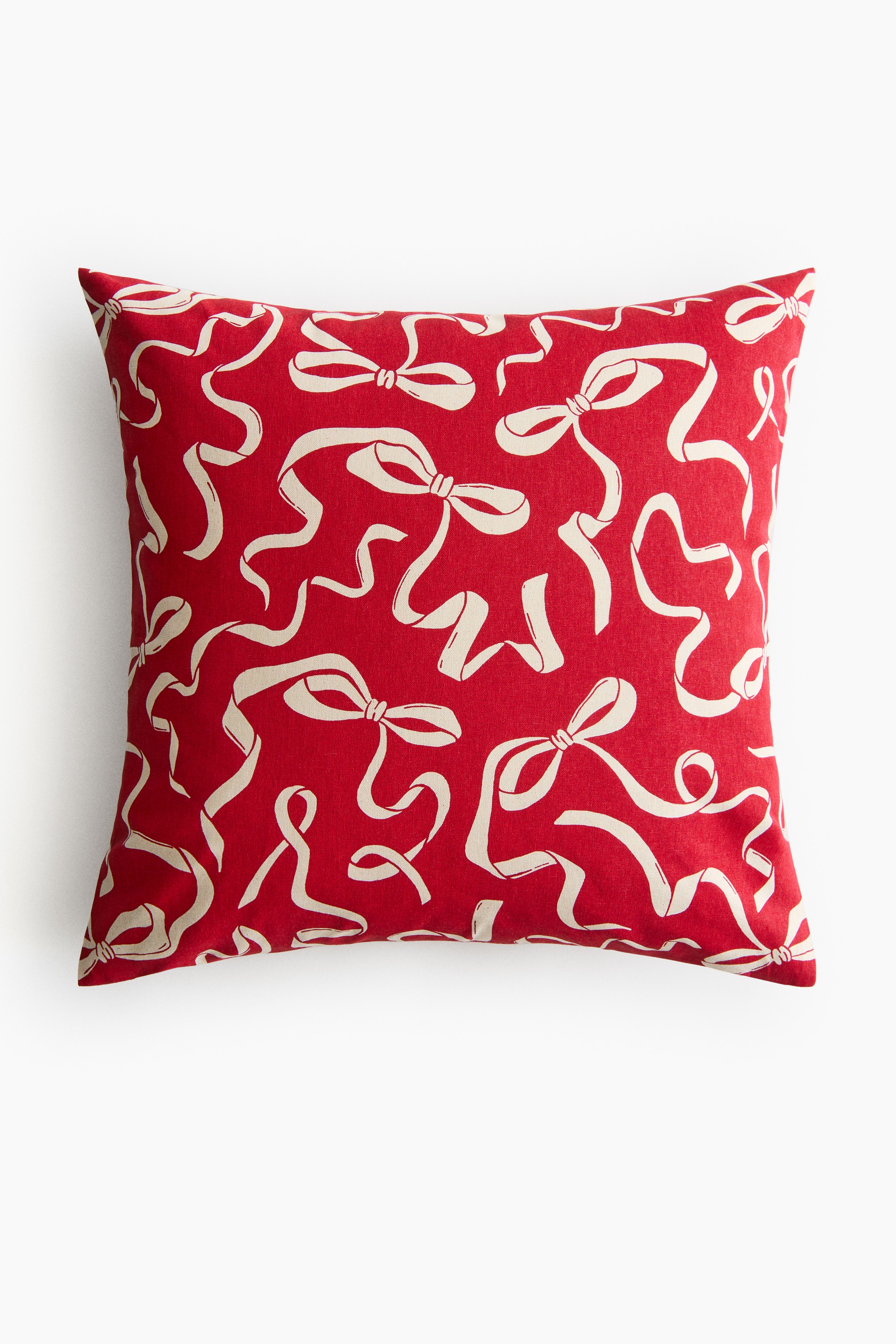 H&M Home  - Printed cotton cushion cover - Red/Bows - size: 50x50