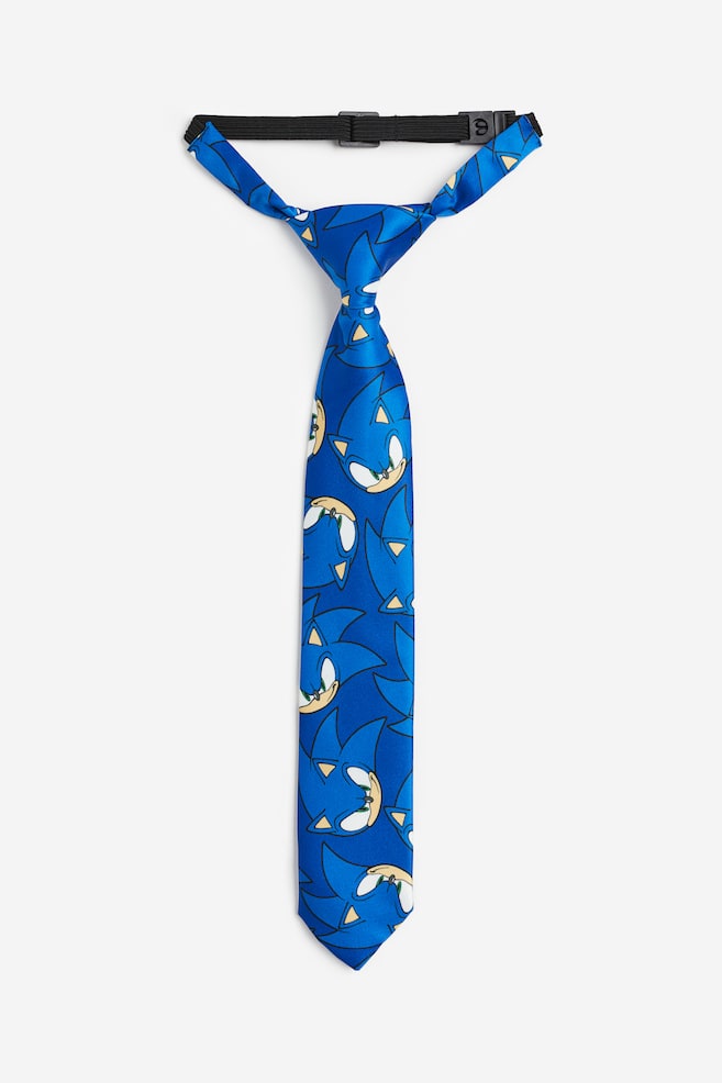 Patterned pre-tied tie - Bright blue/Sonic the Hedgehog - 1