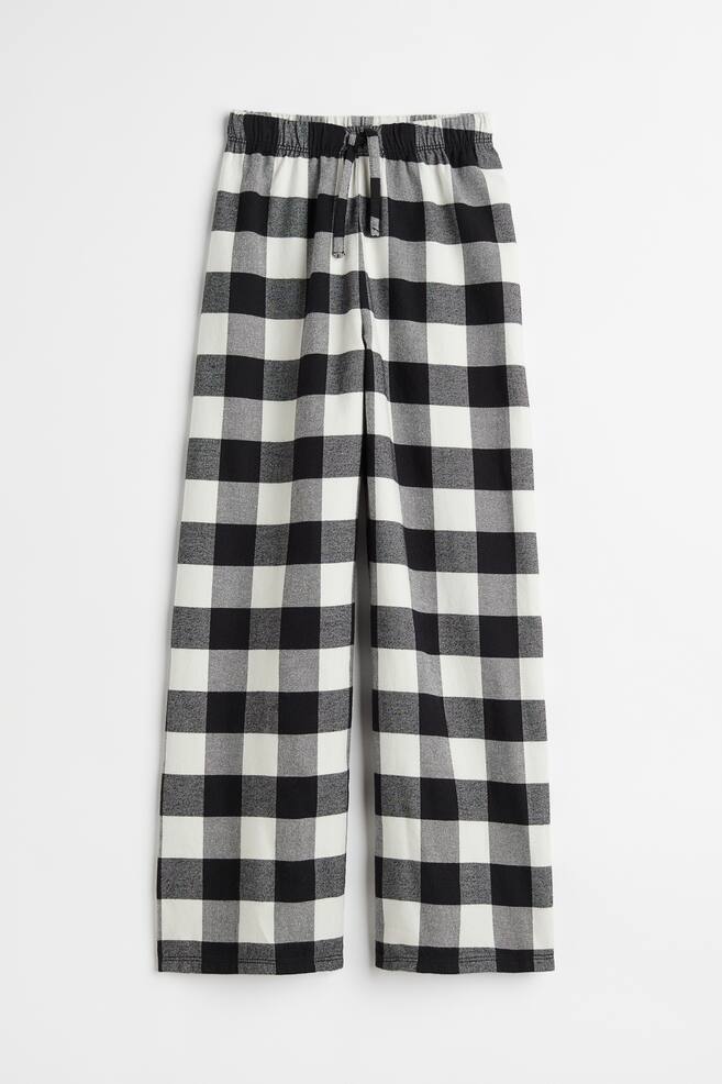 Cotton flannel pyjama bottoms - Black/Checked - 1