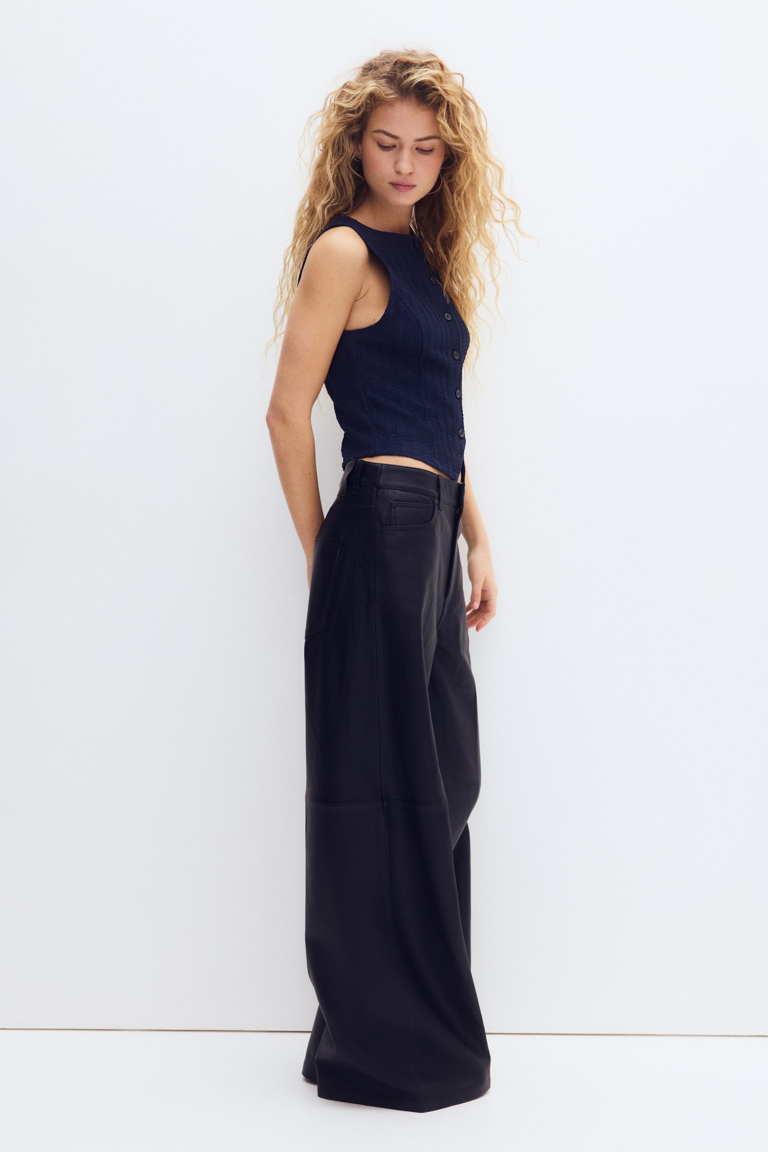 Textured jersey waistcoat - Dark blue/Charcoal grey/Light beige - 3