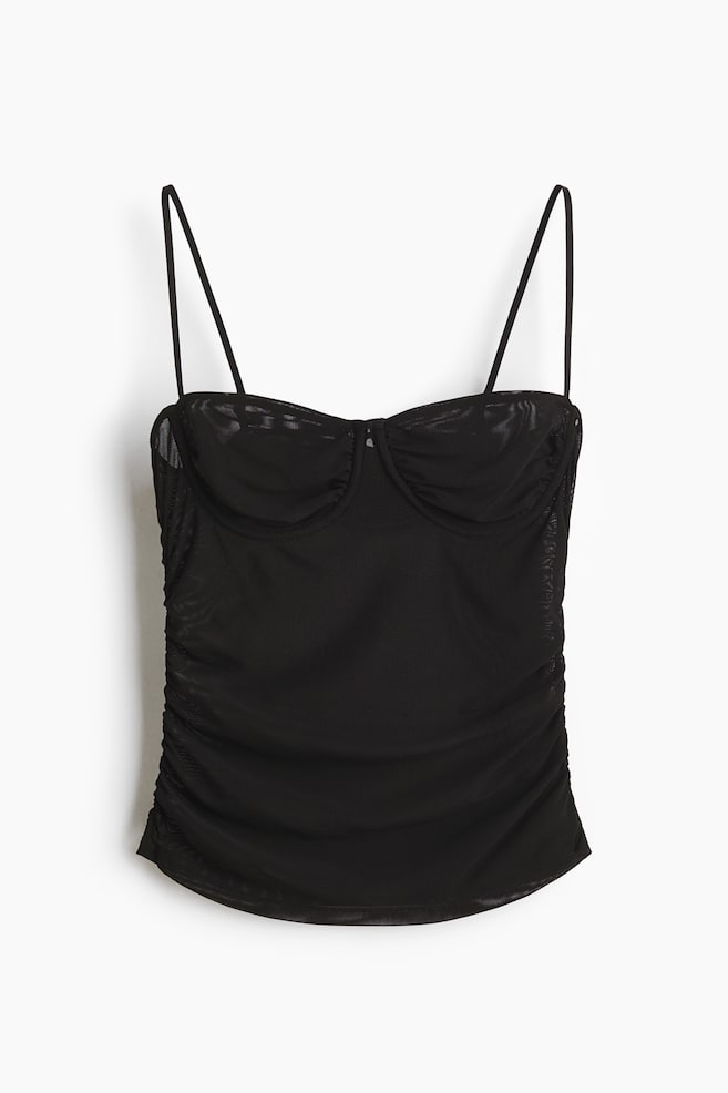 Ruched mesh top - Black/Brown - 1