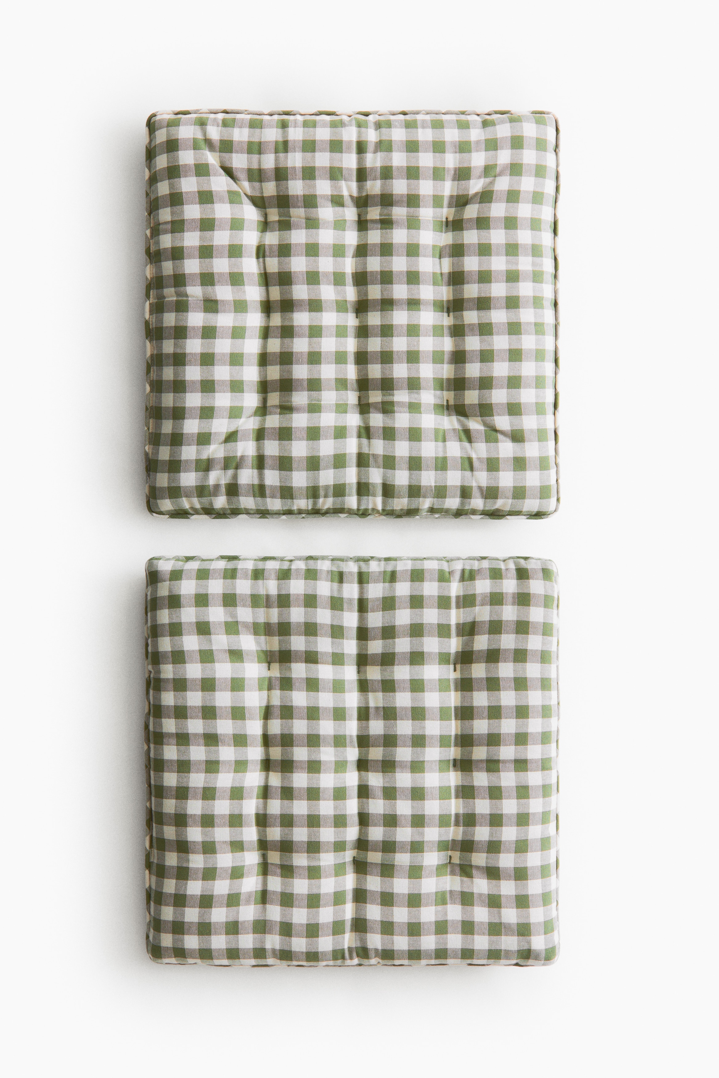 Lot de 2 coussins d'assise en coton - Vert kaki/vichy/Marron foncé/vichy/Beige/vichy/Rouge rouille/vichy/Jaune/vichy