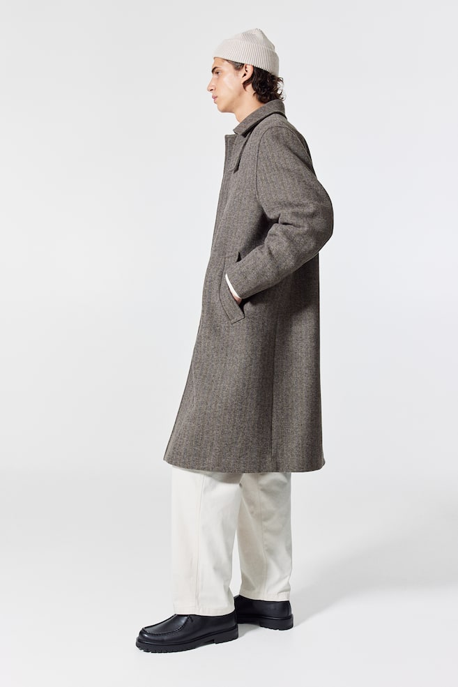 Loose Fit Wool-blend car coat - Dark brown - 8