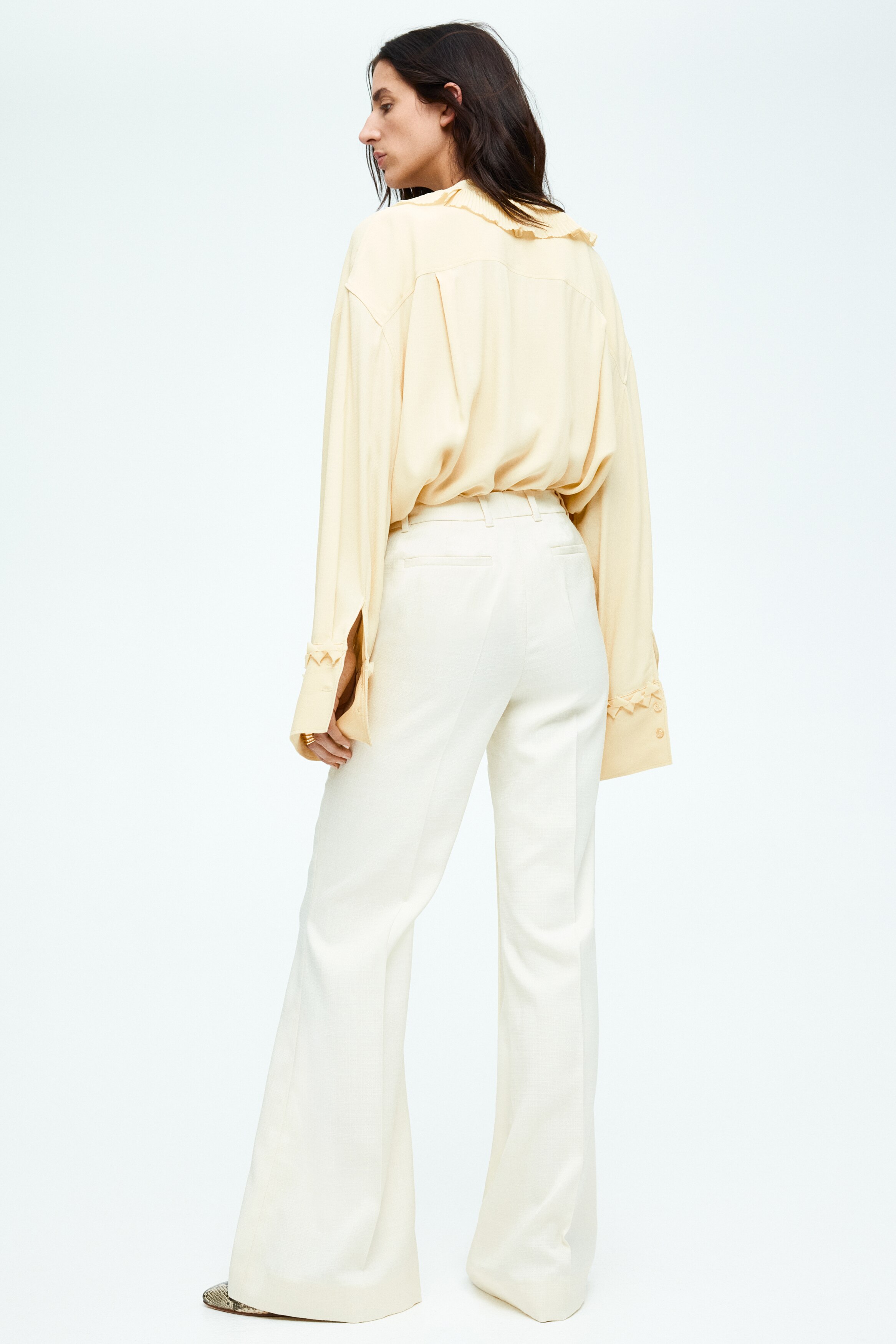 Flared crease-leg trousers