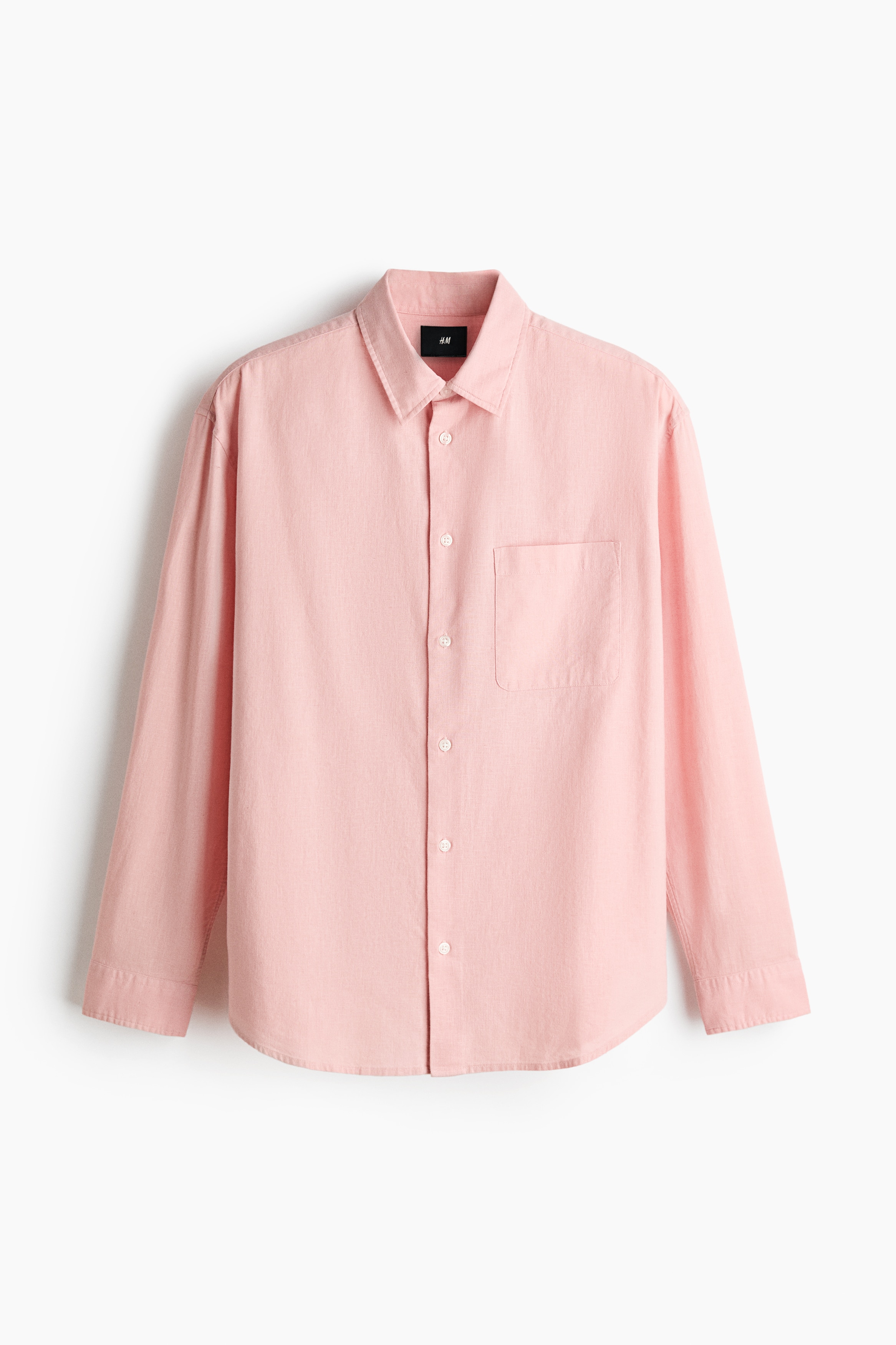 Relaxed Fit Linen-blend shirt - Pink/Dark yellow