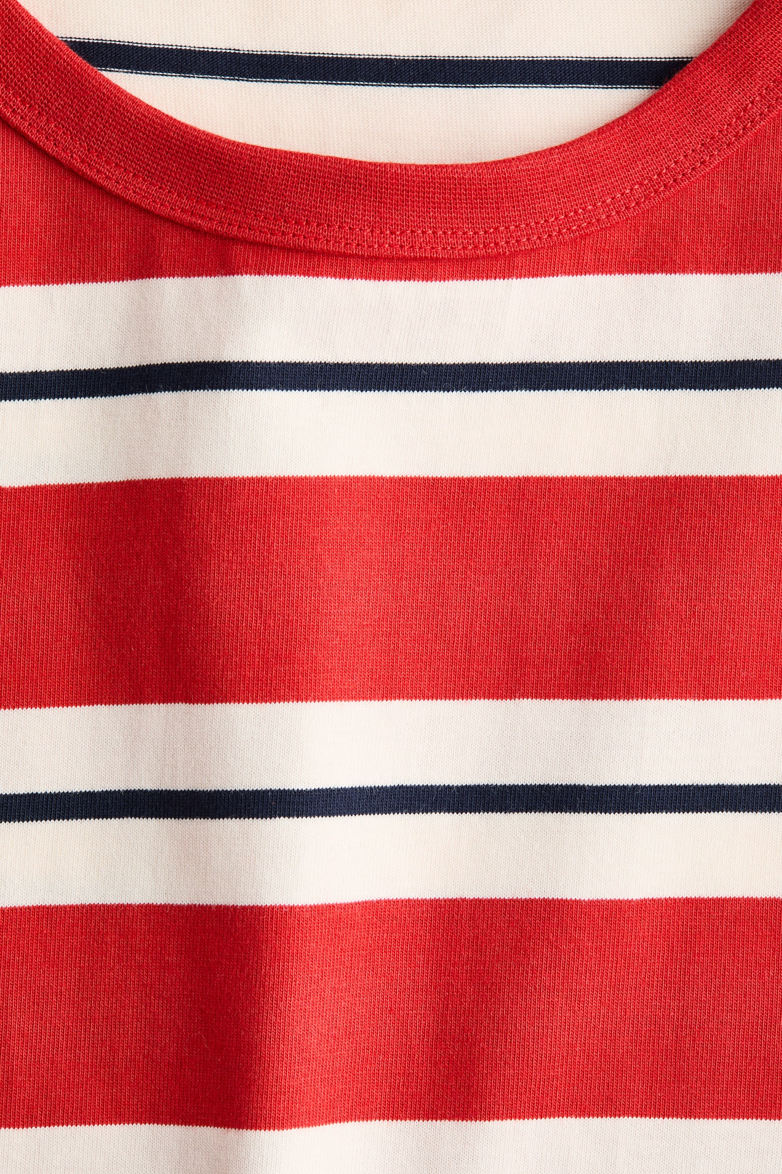 Pamuklu ve Uzun Kollu Tişört - Kırmızı/Çizgili/Beyaz/Lacivert çizgili - 5