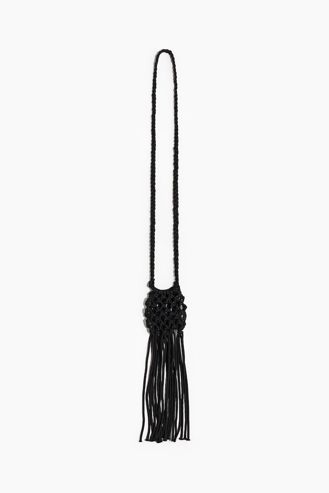 Fringed net crossbody bag - Black/Red - 1
